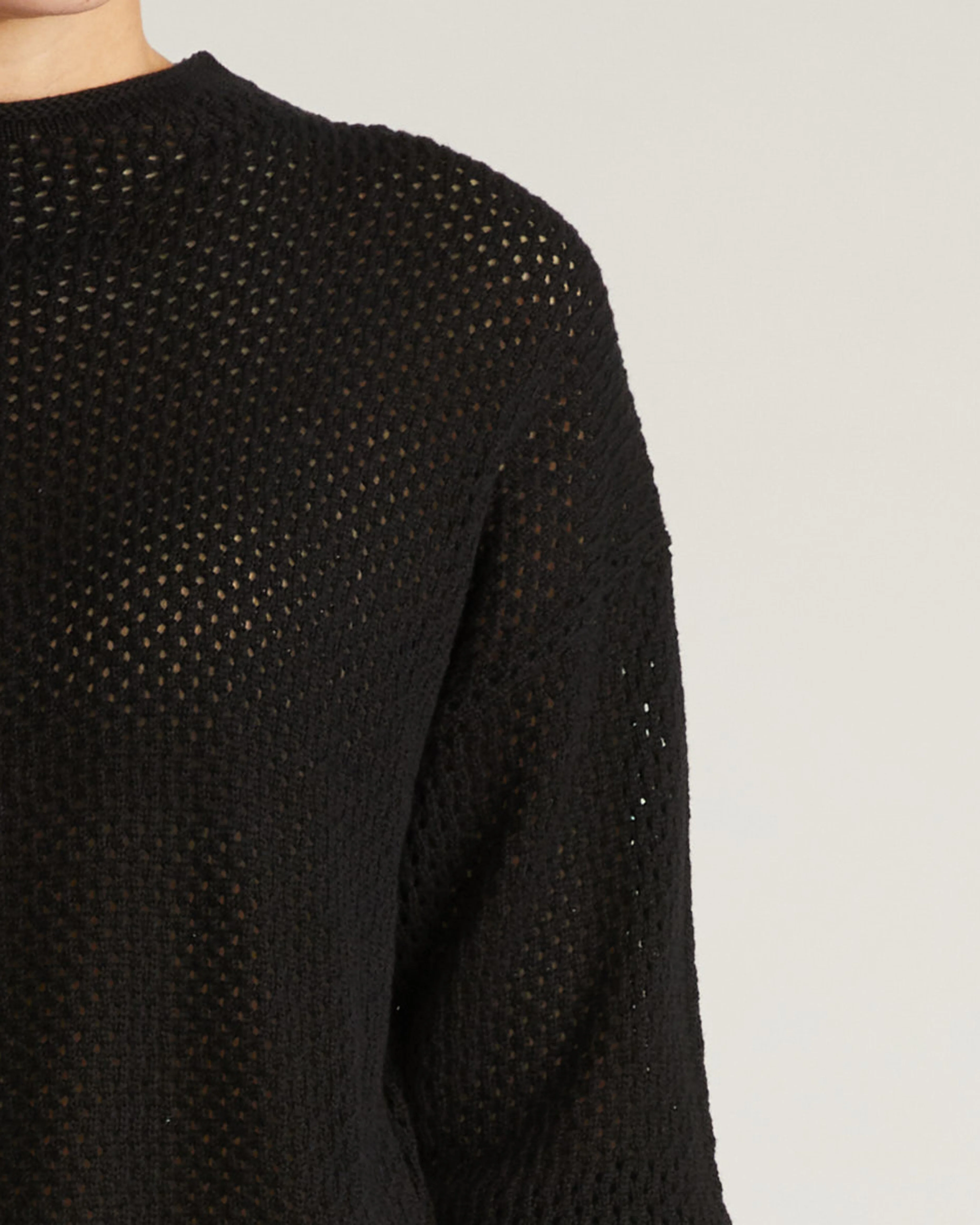 Positano Pointelle Mock Neck Sweater - Black - Image 6