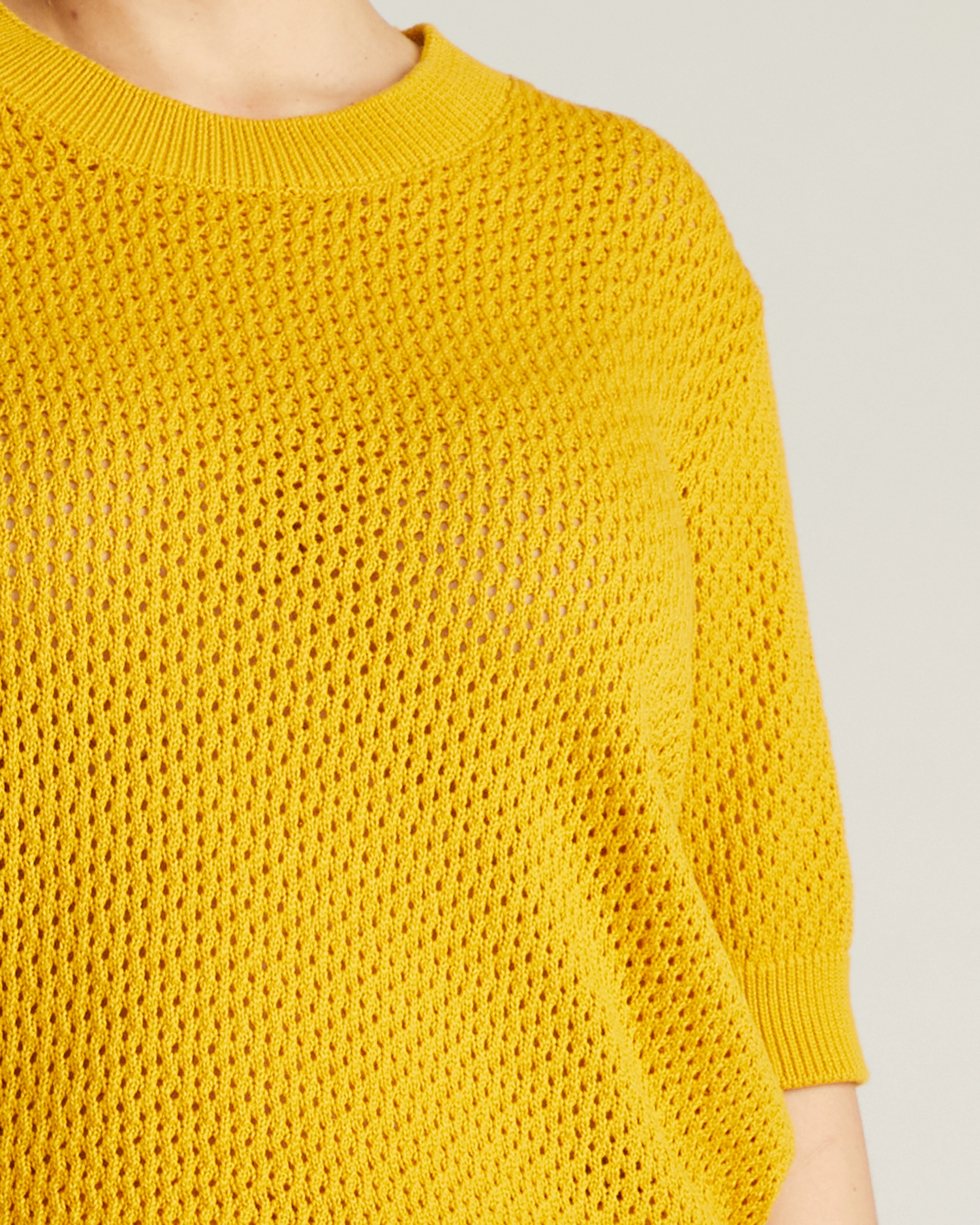 Positano Pointelle Mock Neck Sweater - Goldenrod - Image 6