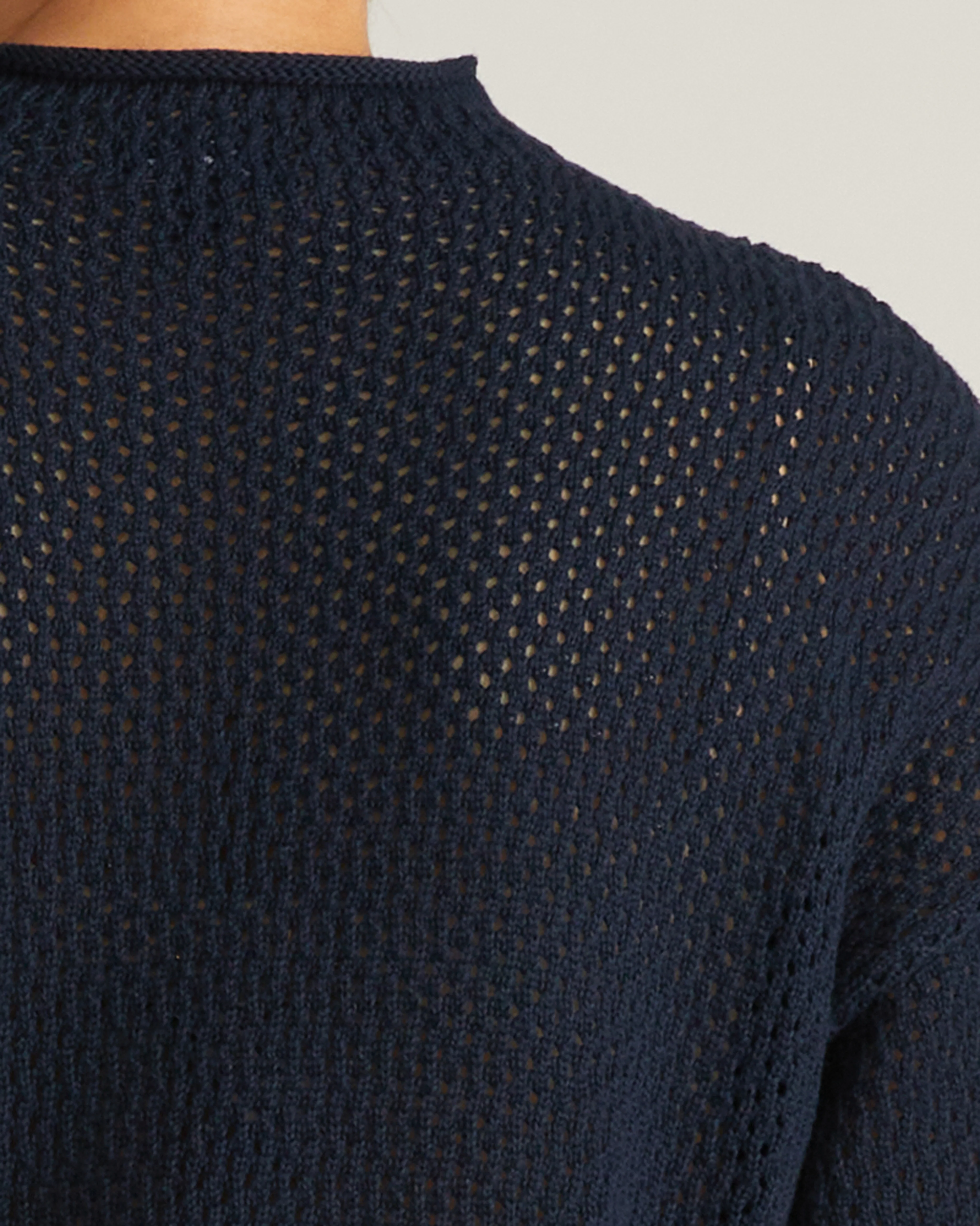Positano Pointelle Mock Neck Sweater - Navy - Image 6