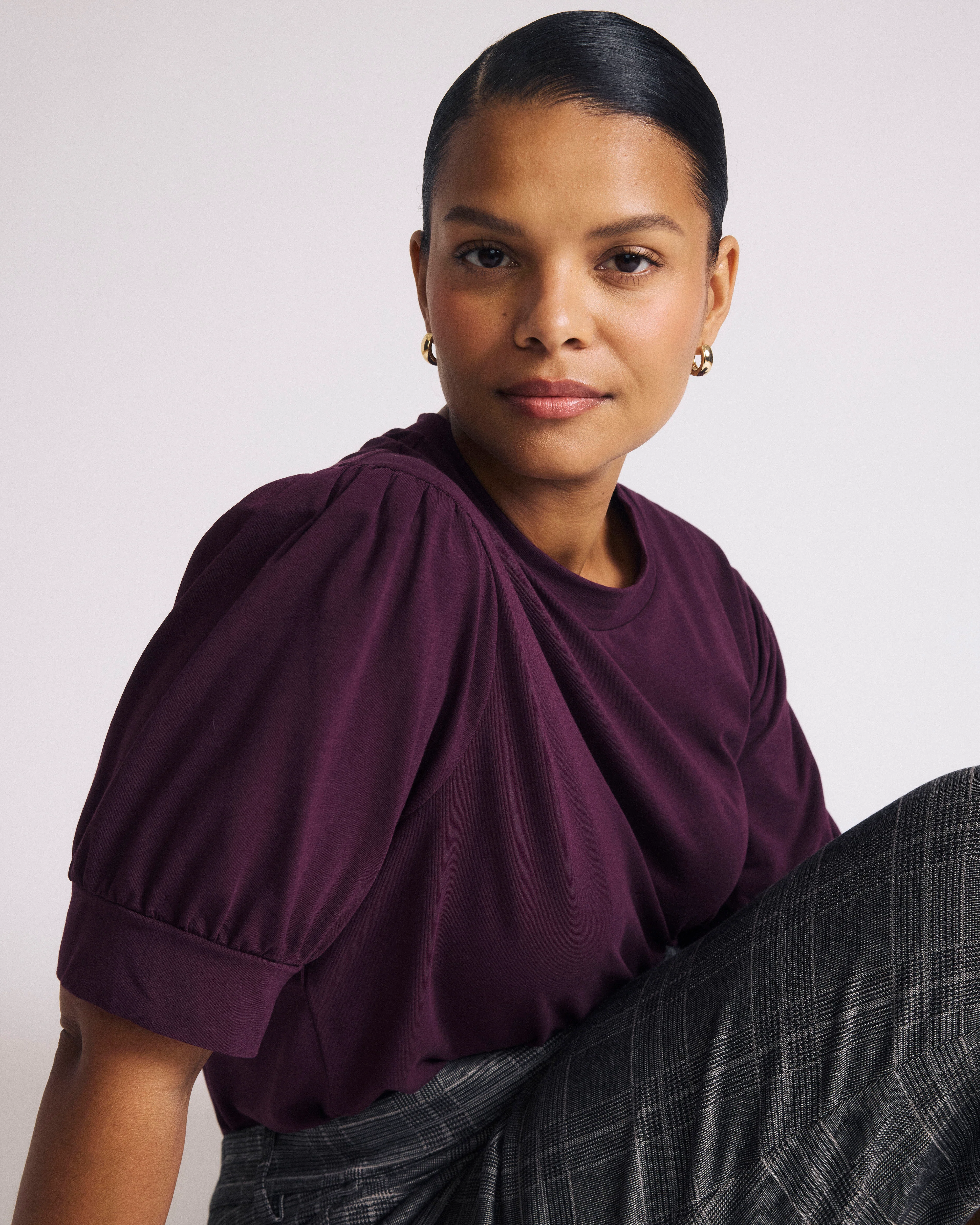Pouf Sleeve Tee - Acai - Image 3