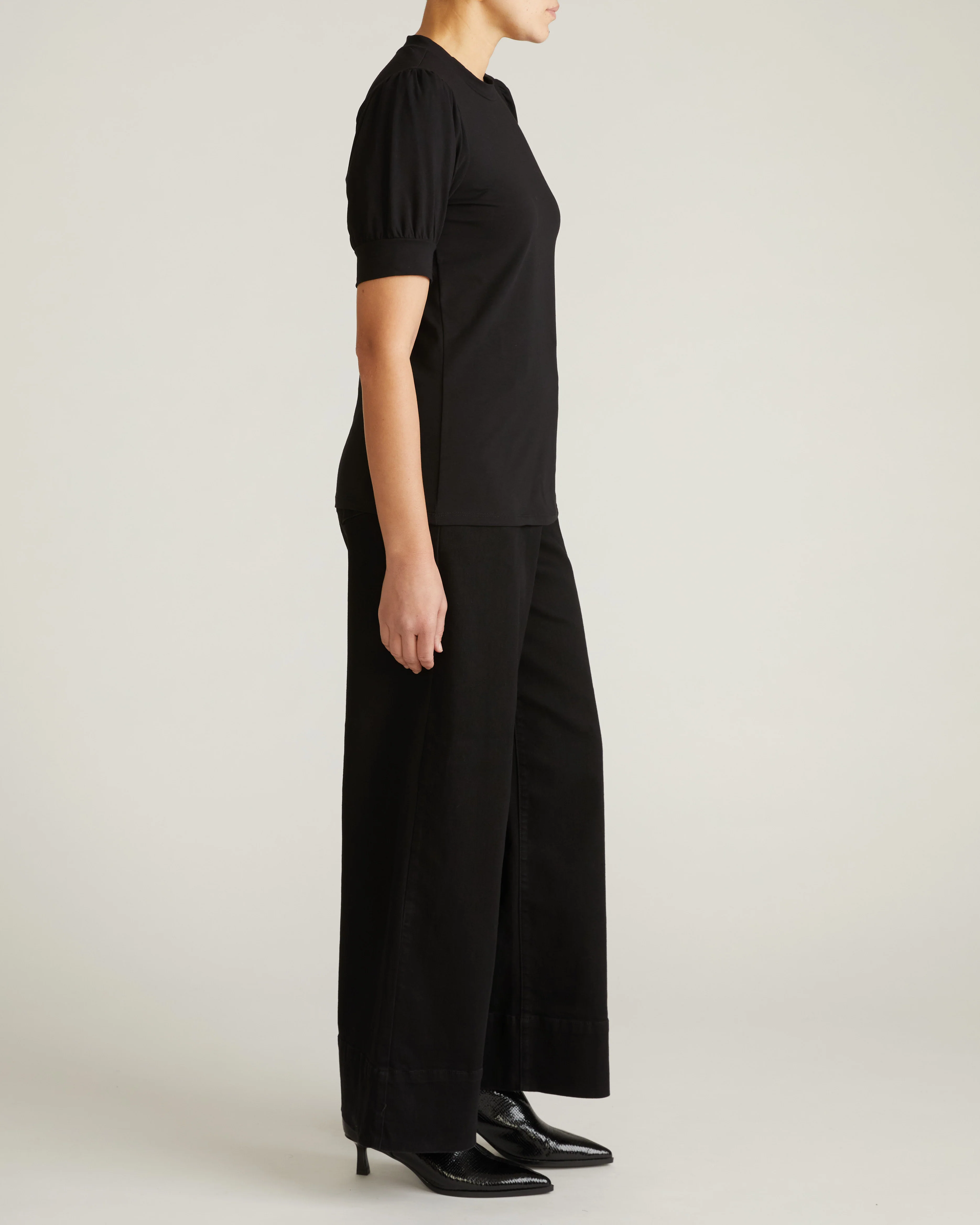 Pouf Sleeve Tee - Black - Image 3