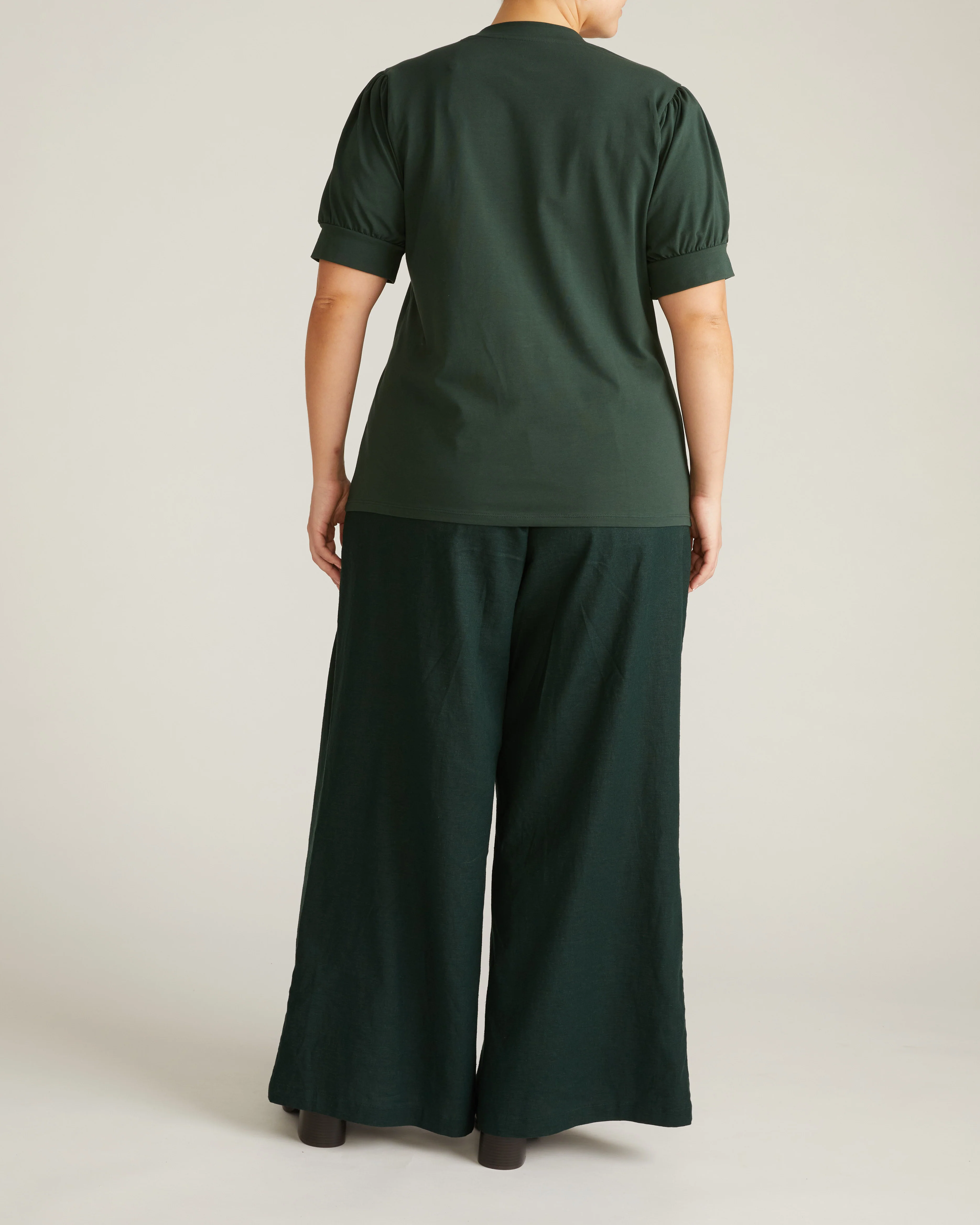 Pouf Sleeve Tee - Forest Green - Image 4
