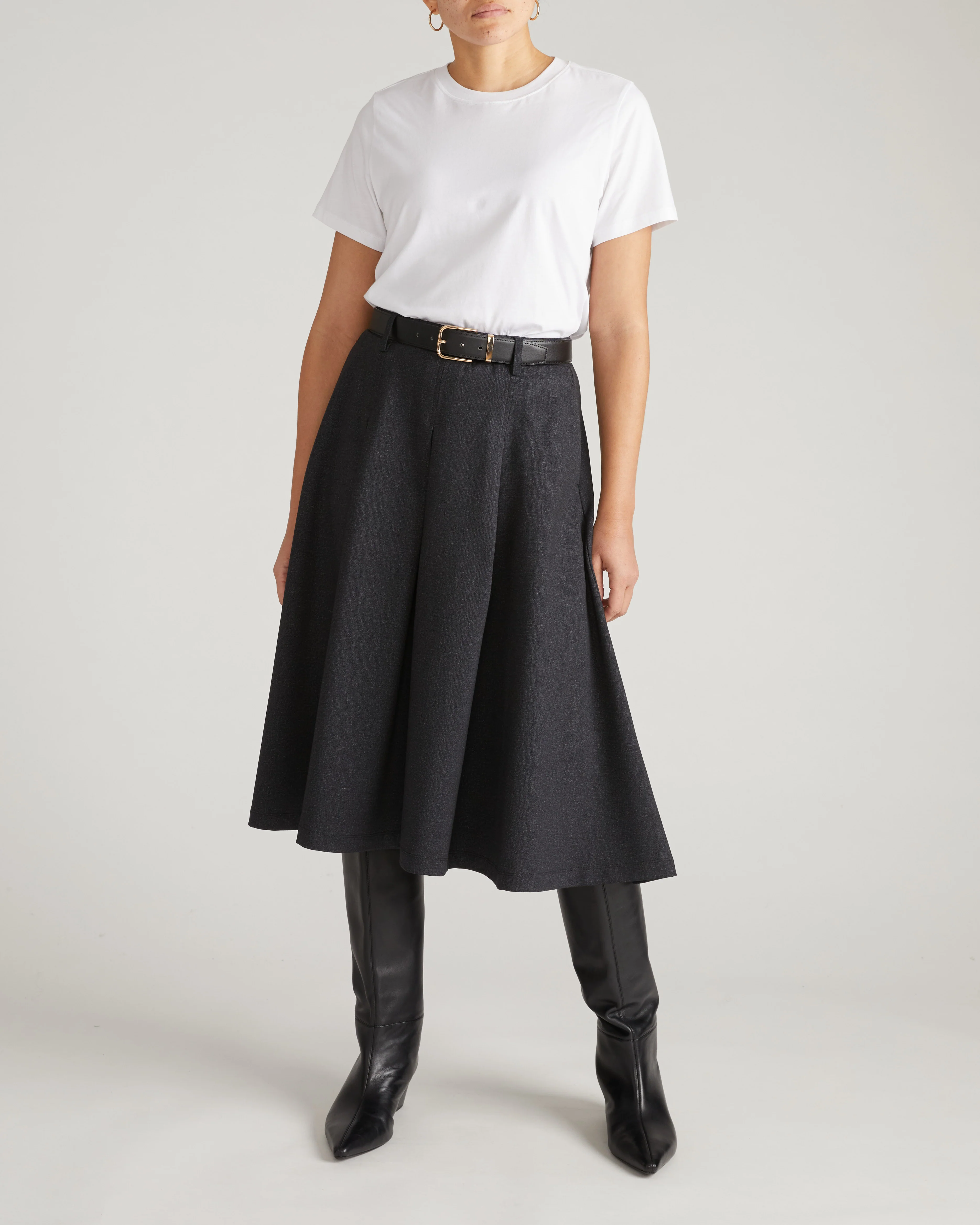 PowerPonte Denim Pleated Skirt - Charcoal - Image 6