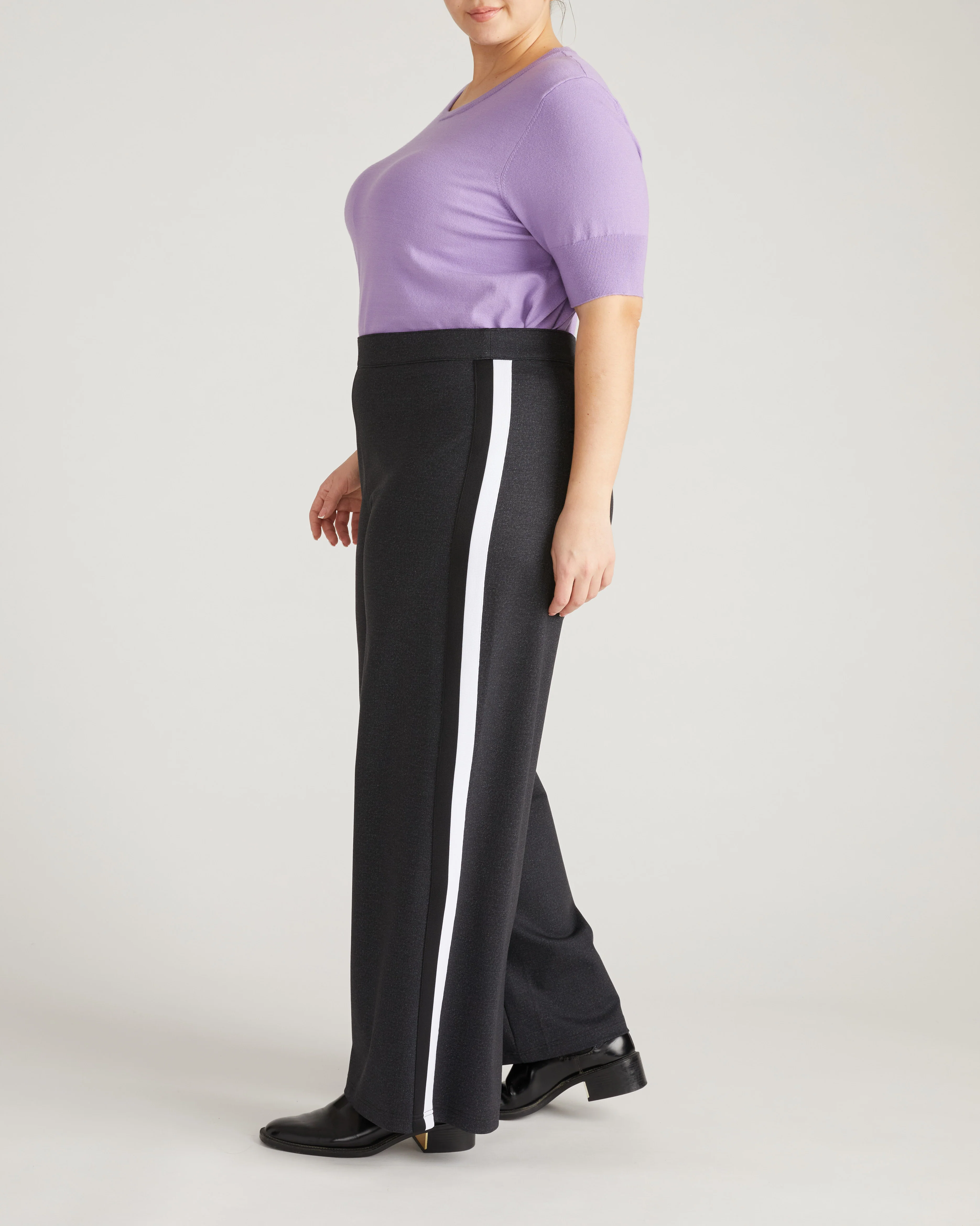PowerPonte Denim Stephanie Pants - Charcoal with Black/White Stripe - Image 7