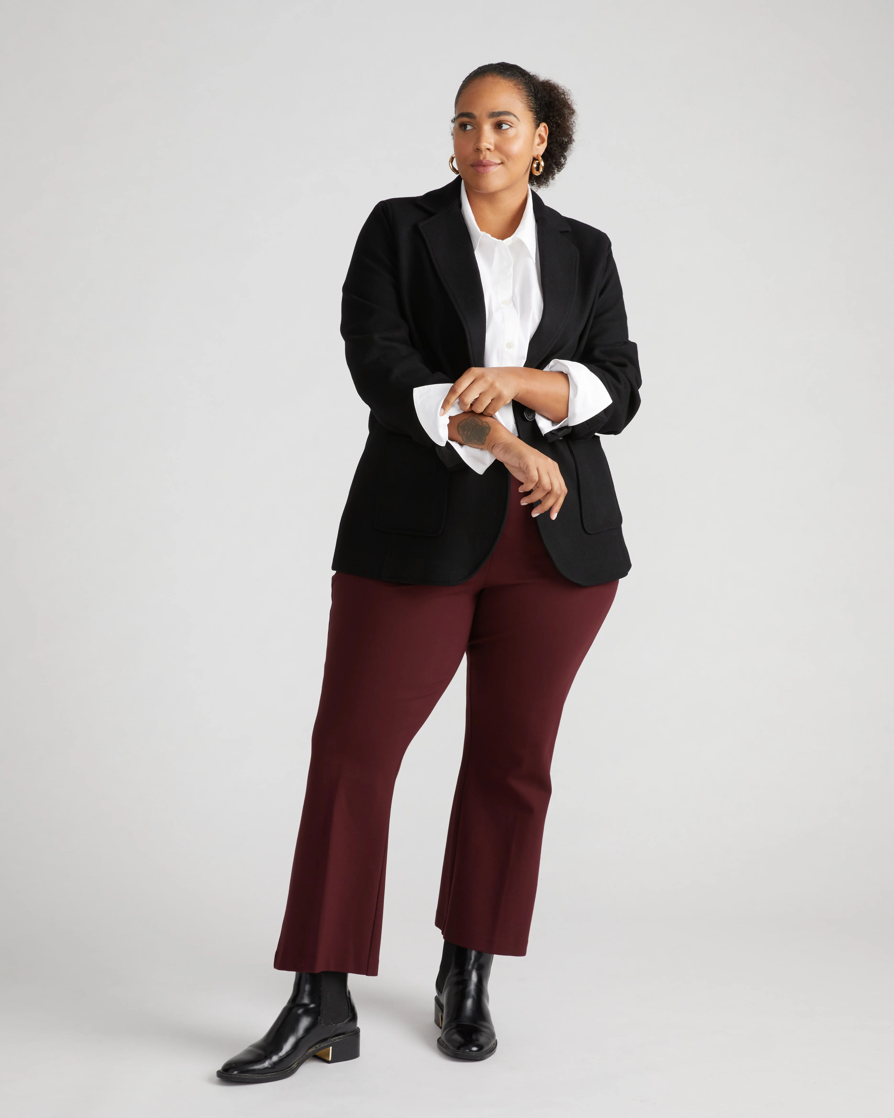 Prestige Ponte Flared Pants - Black Cherry - Image 2