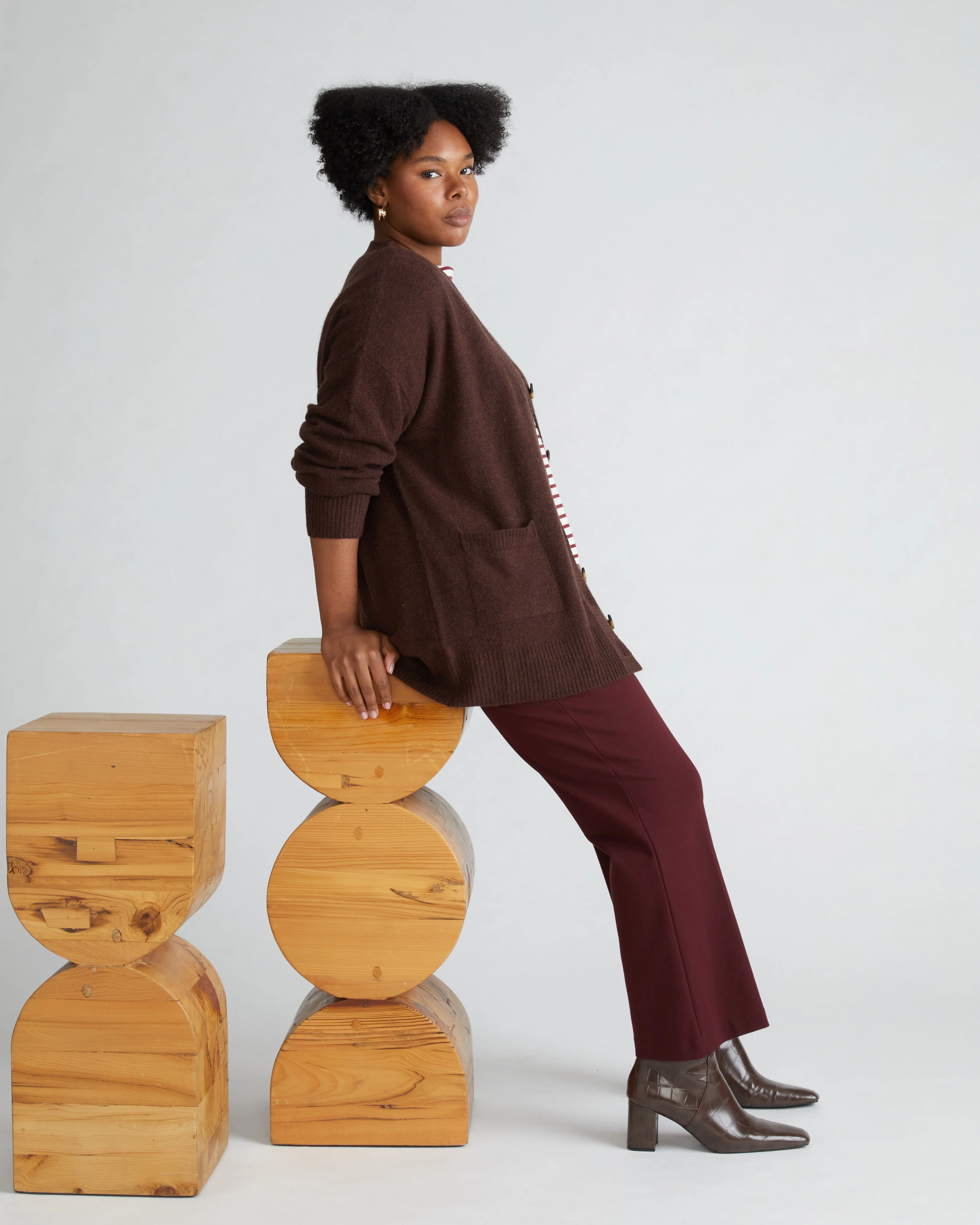 Prestige Ponte Flared Pants - Black Cherry - Image 4