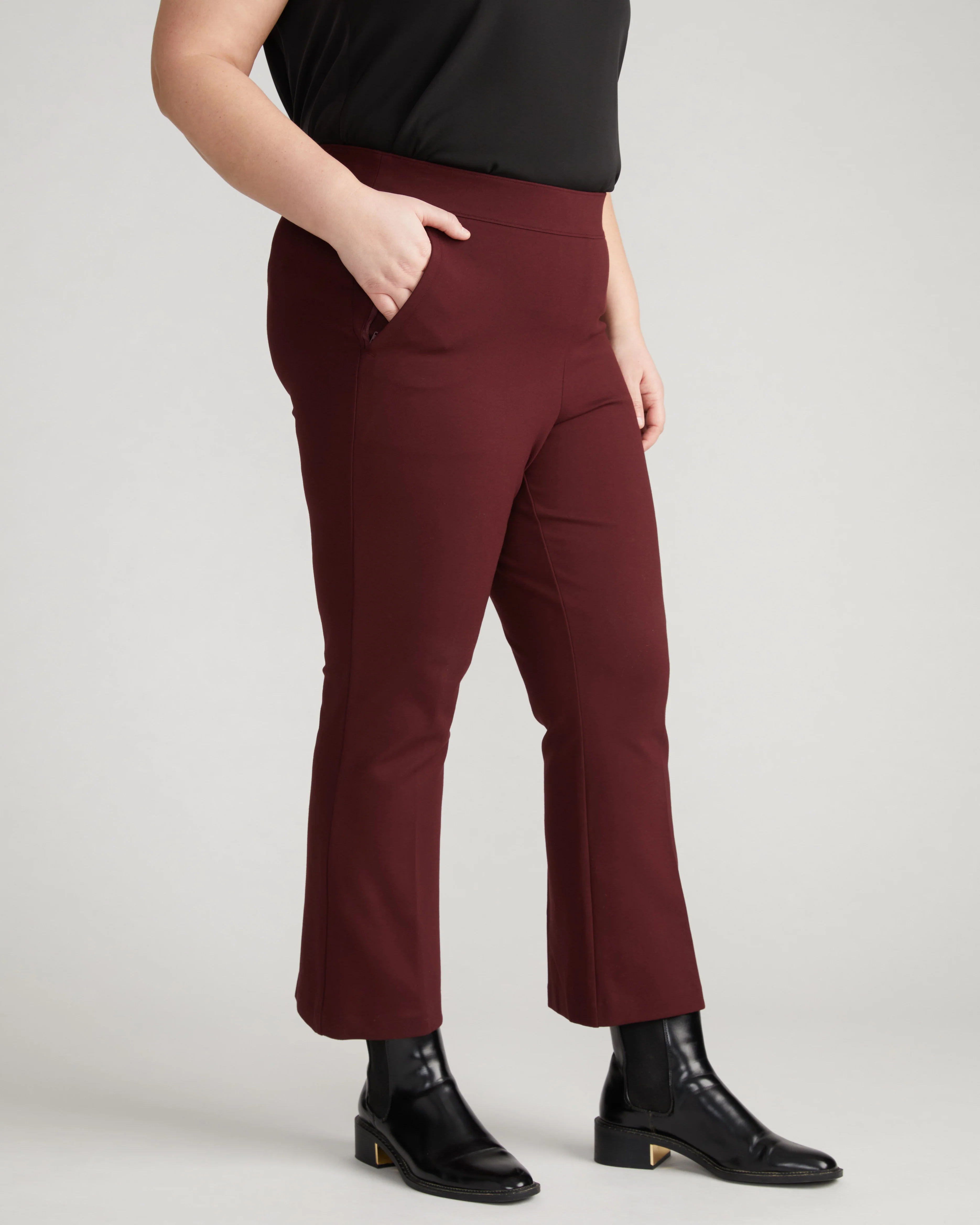 Prestige Ponte Flared Pants - Black Cherry - Image 7