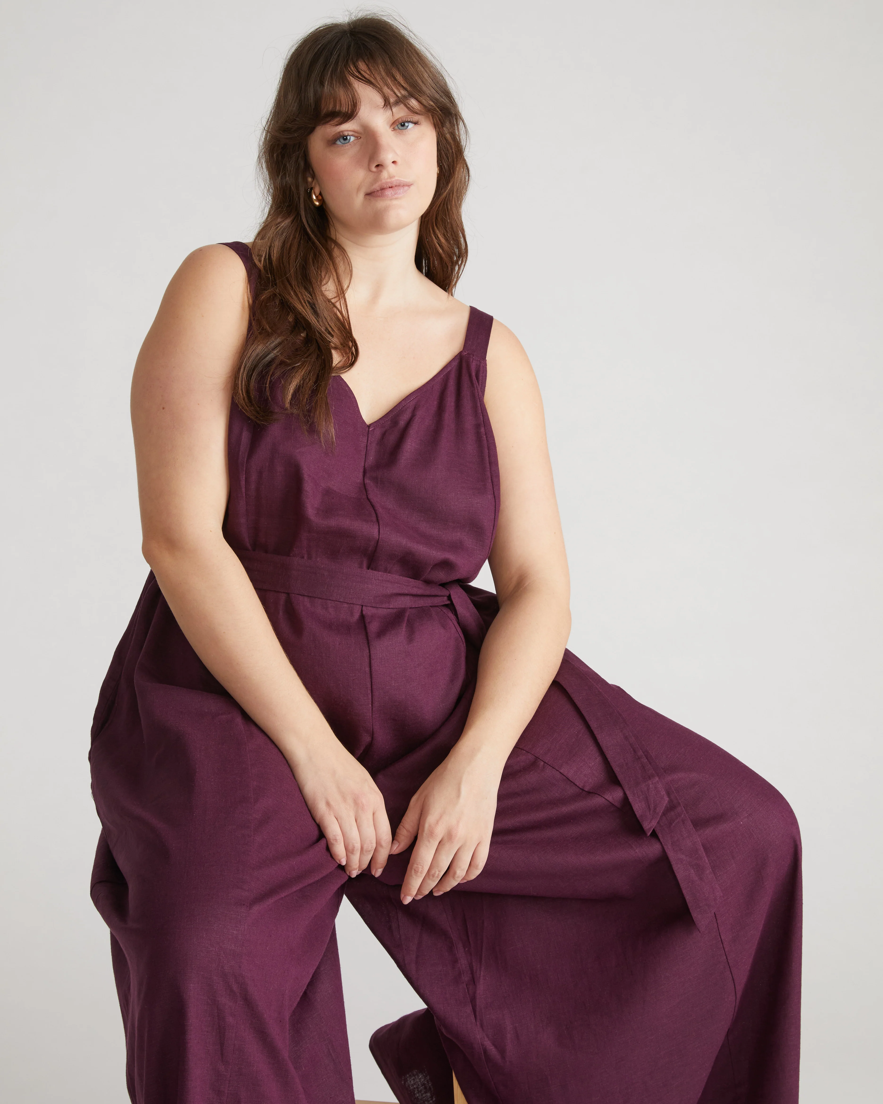 Promenade Linen Jumpsuit - Acai - Image 2