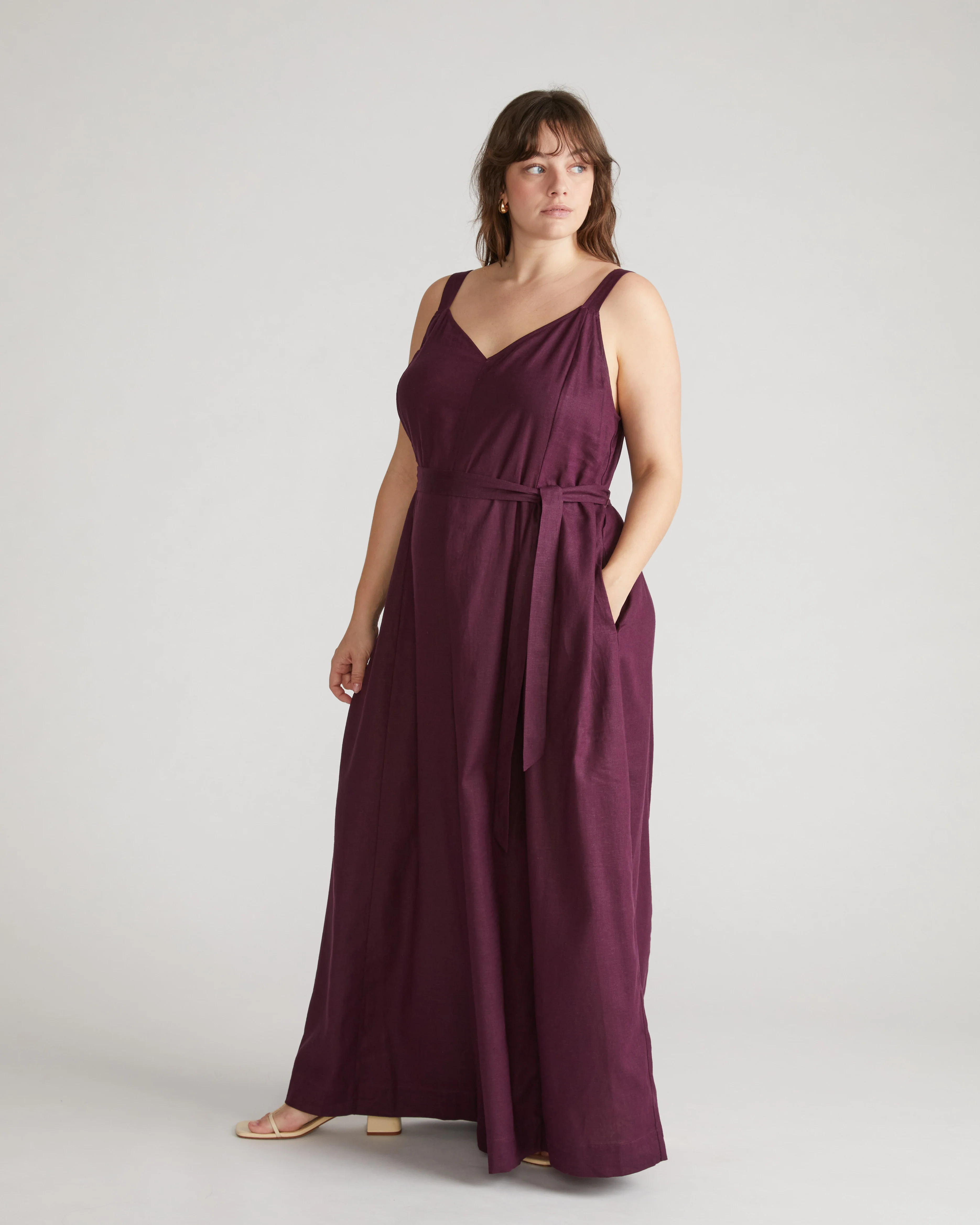 Promenade Linen Jumpsuit - Acai - Image 4