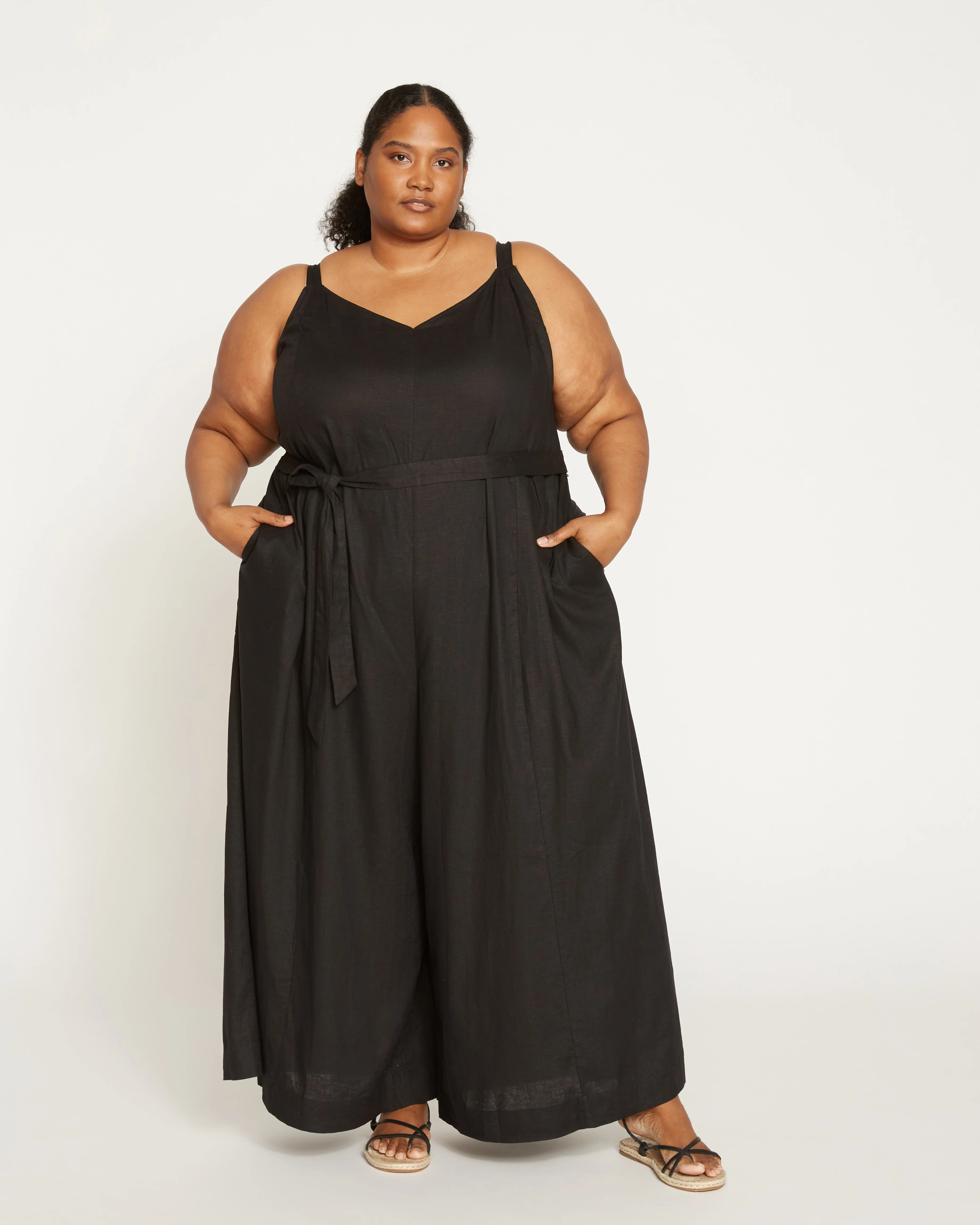 Promenade Linen Jumpsuit - Black - Image 2