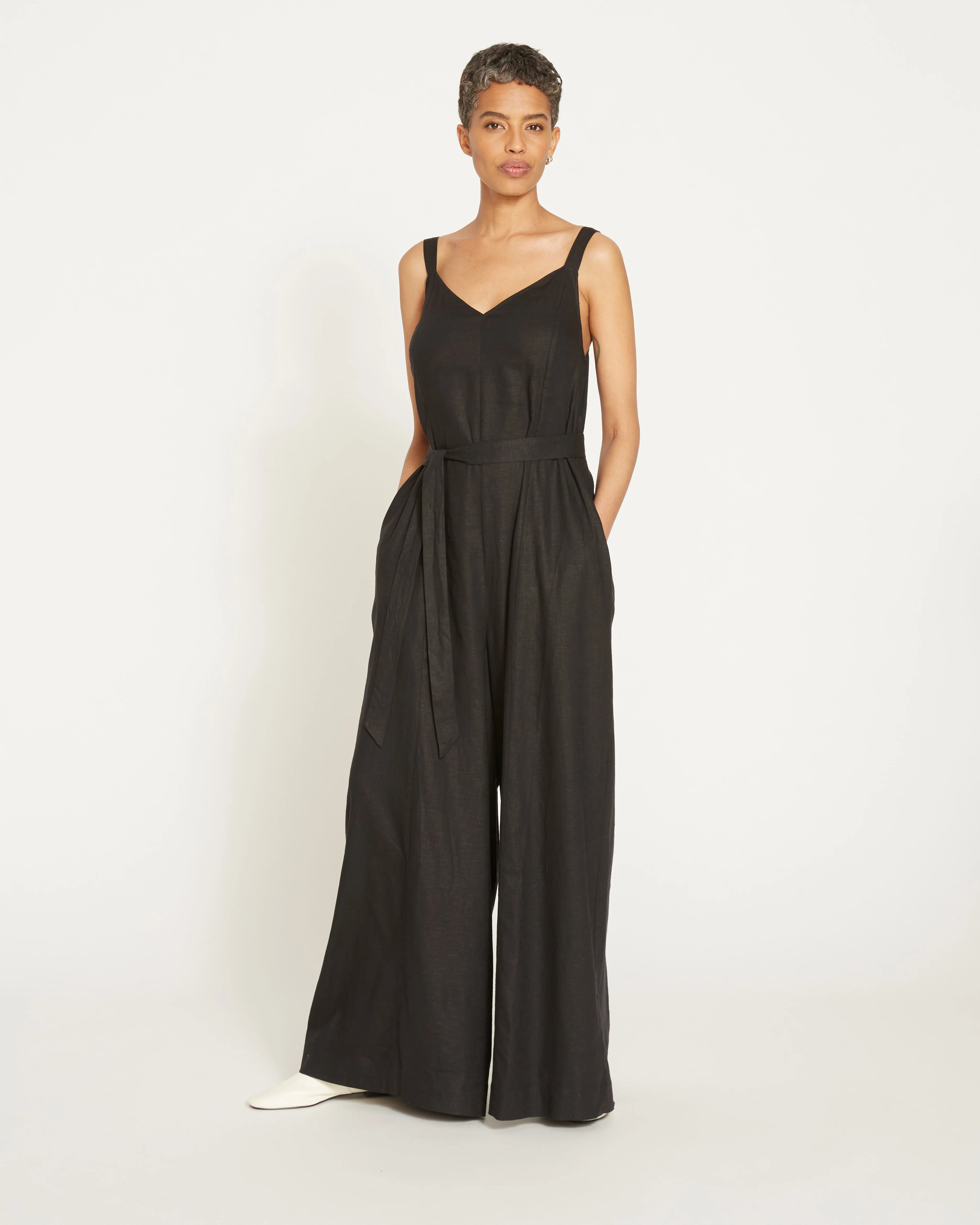 Promenade Linen Jumpsuit - Black - Image 3