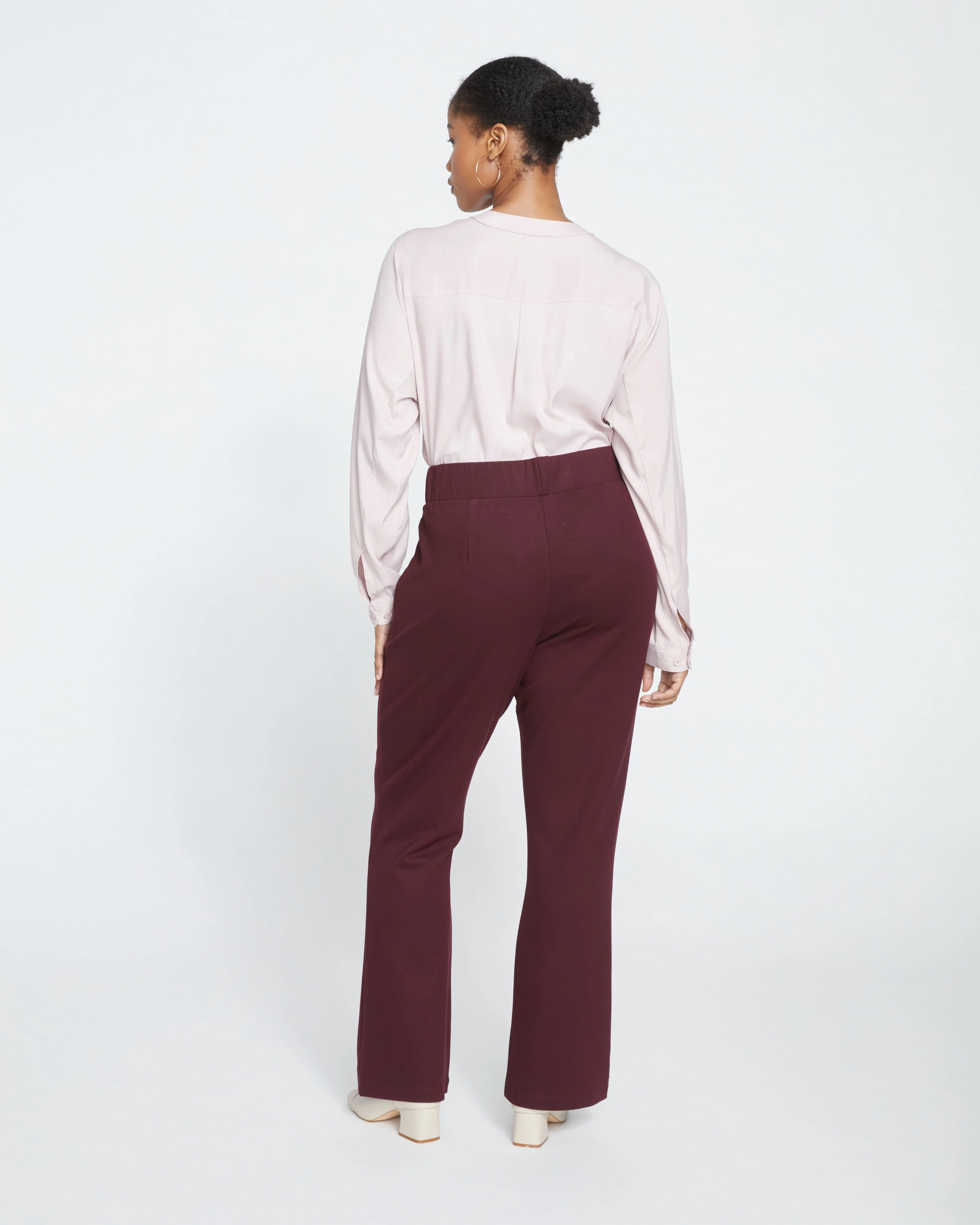 Pull On Bootcut Ponte Pants - Black Cherry - Image 4
