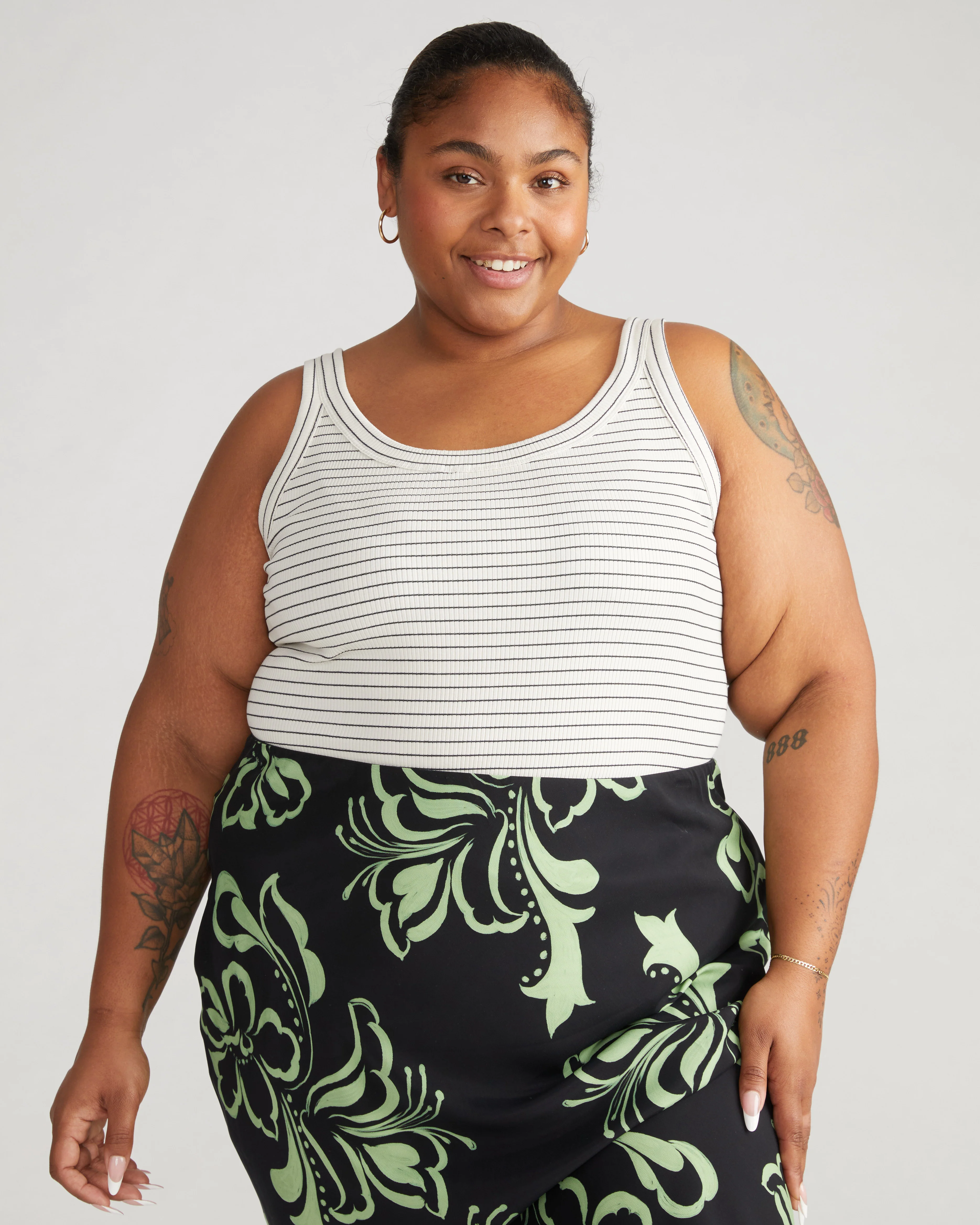 Roitfeld Ribbed Tank - Black Microstripe - Image 4