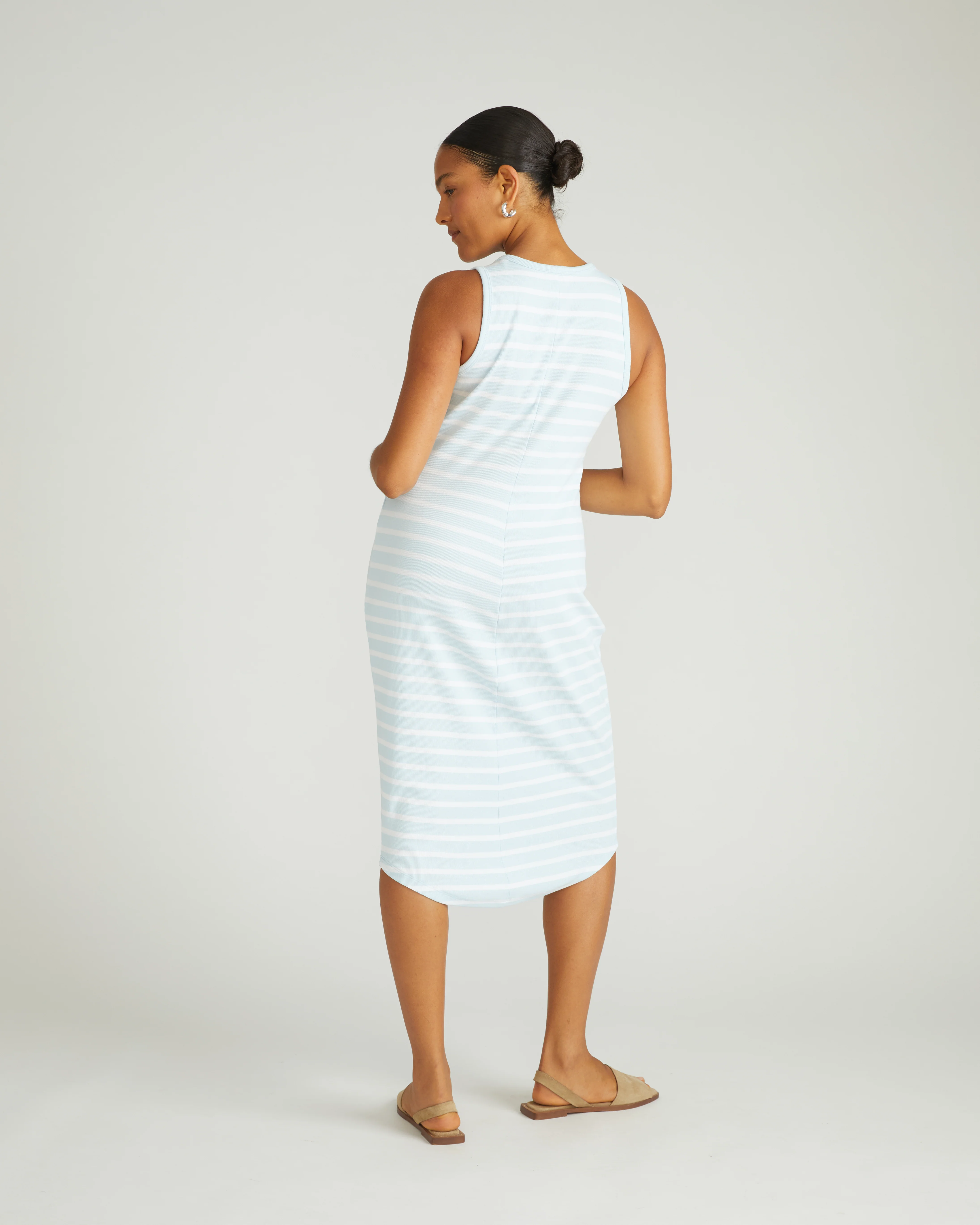 Romera Ribbed Dress - Clear Sky/White Stripe - Image 4