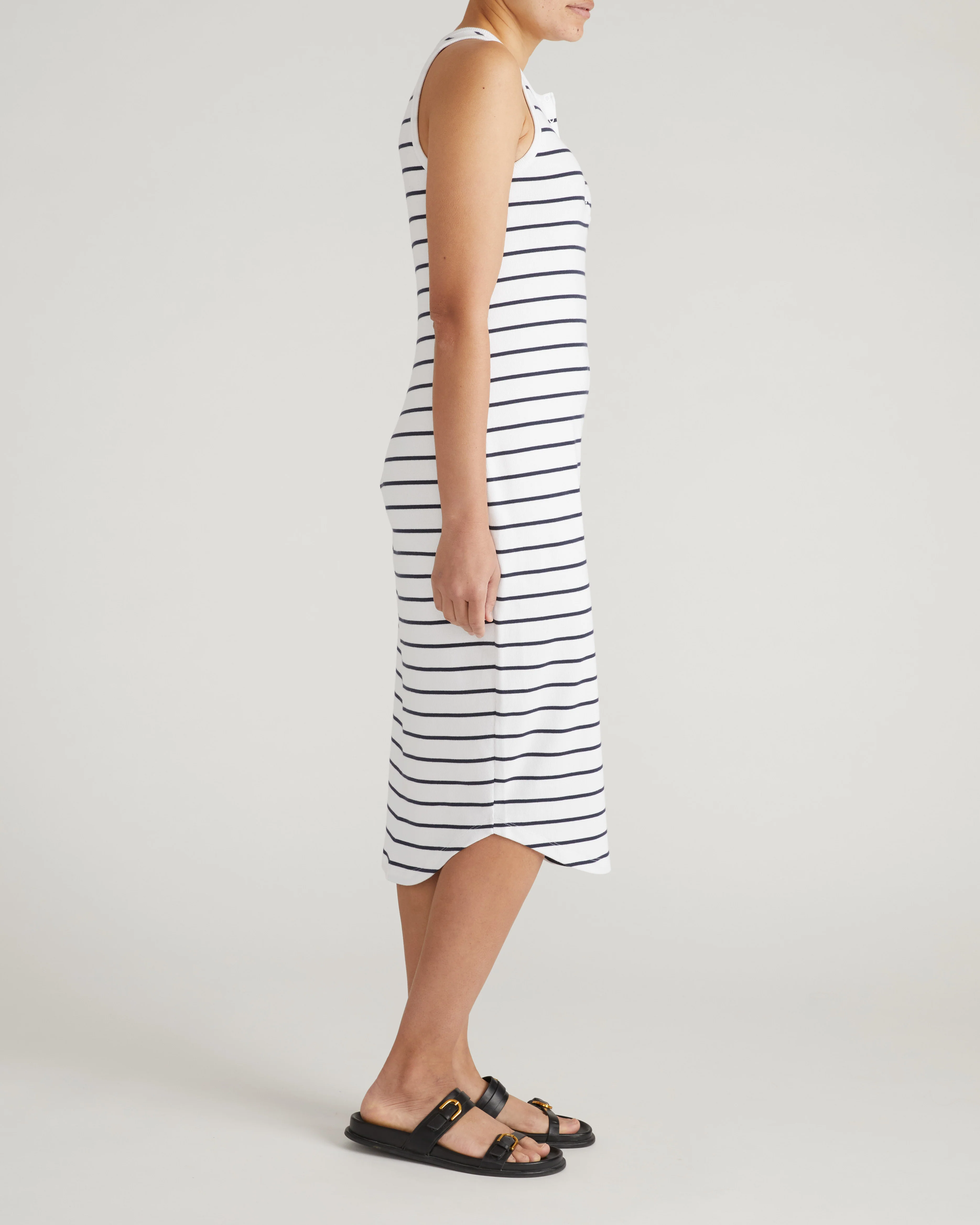 Romera Ribbed Dress - Nautical Navy Stripe - Image 3