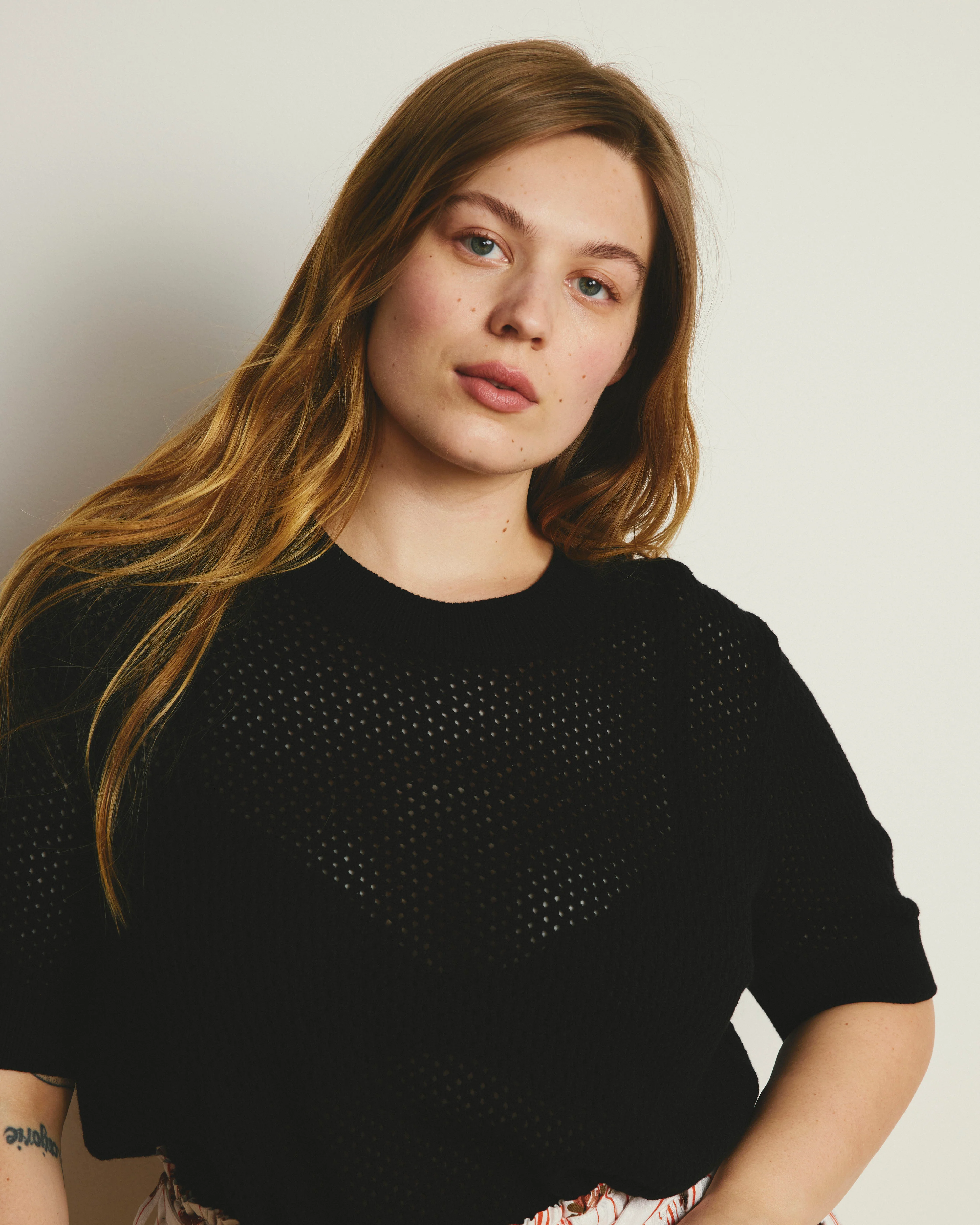 Rosie Pointelle Sweater Top - Black - Image 3
