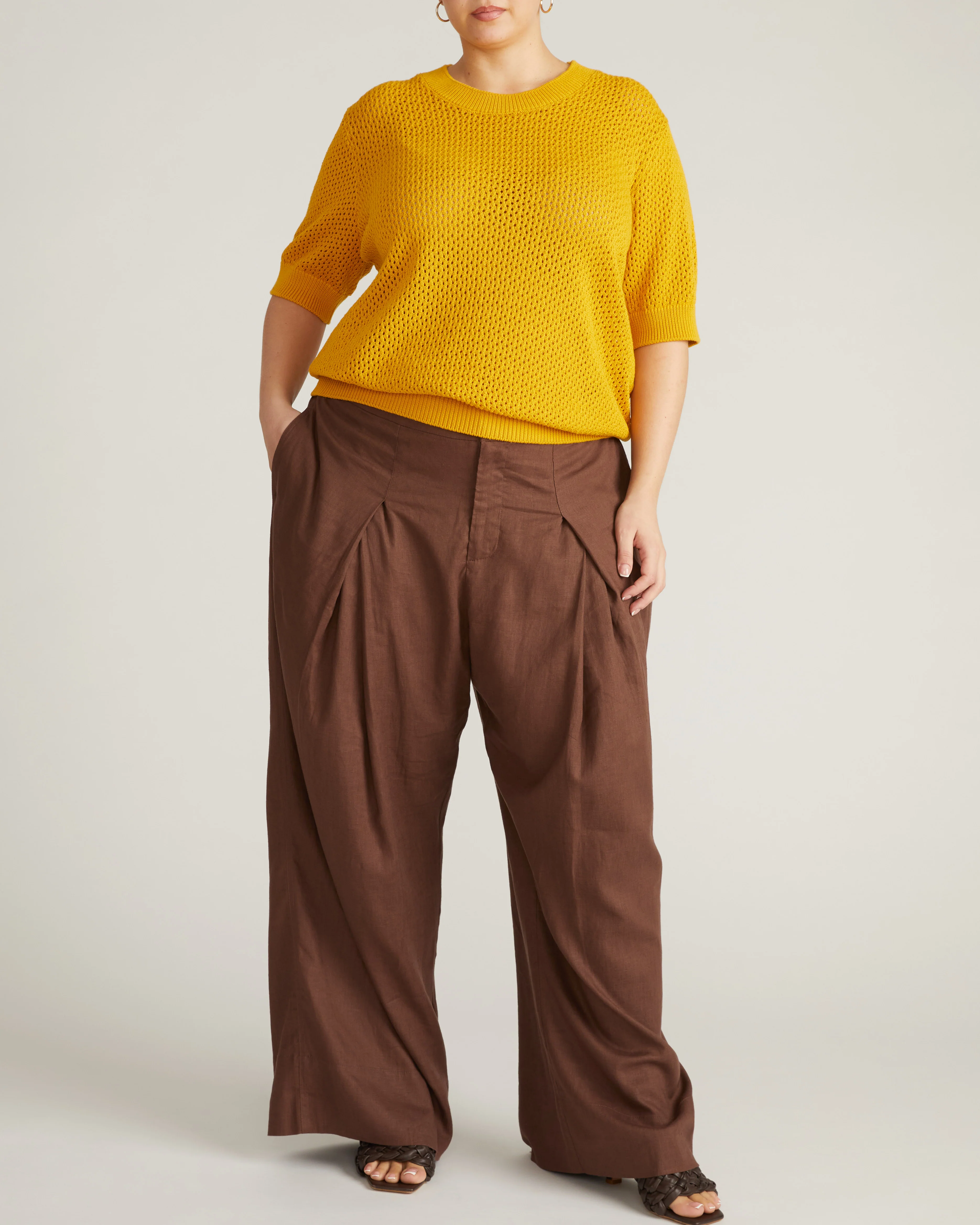 Rosie Pointelle Sweater Top - Goldenrod - Image 3