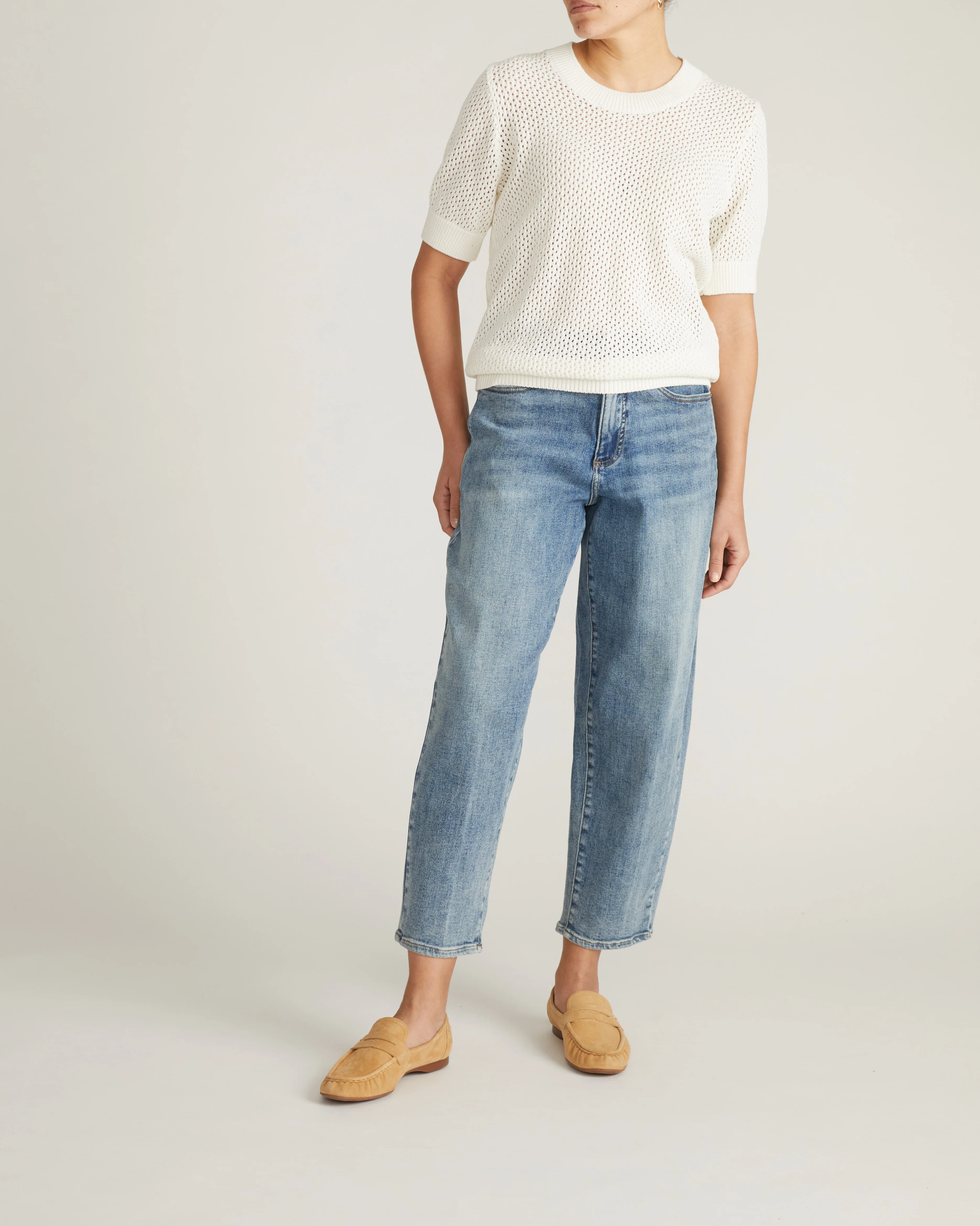Rosie Pointelle Sweater Top - White - Image 3