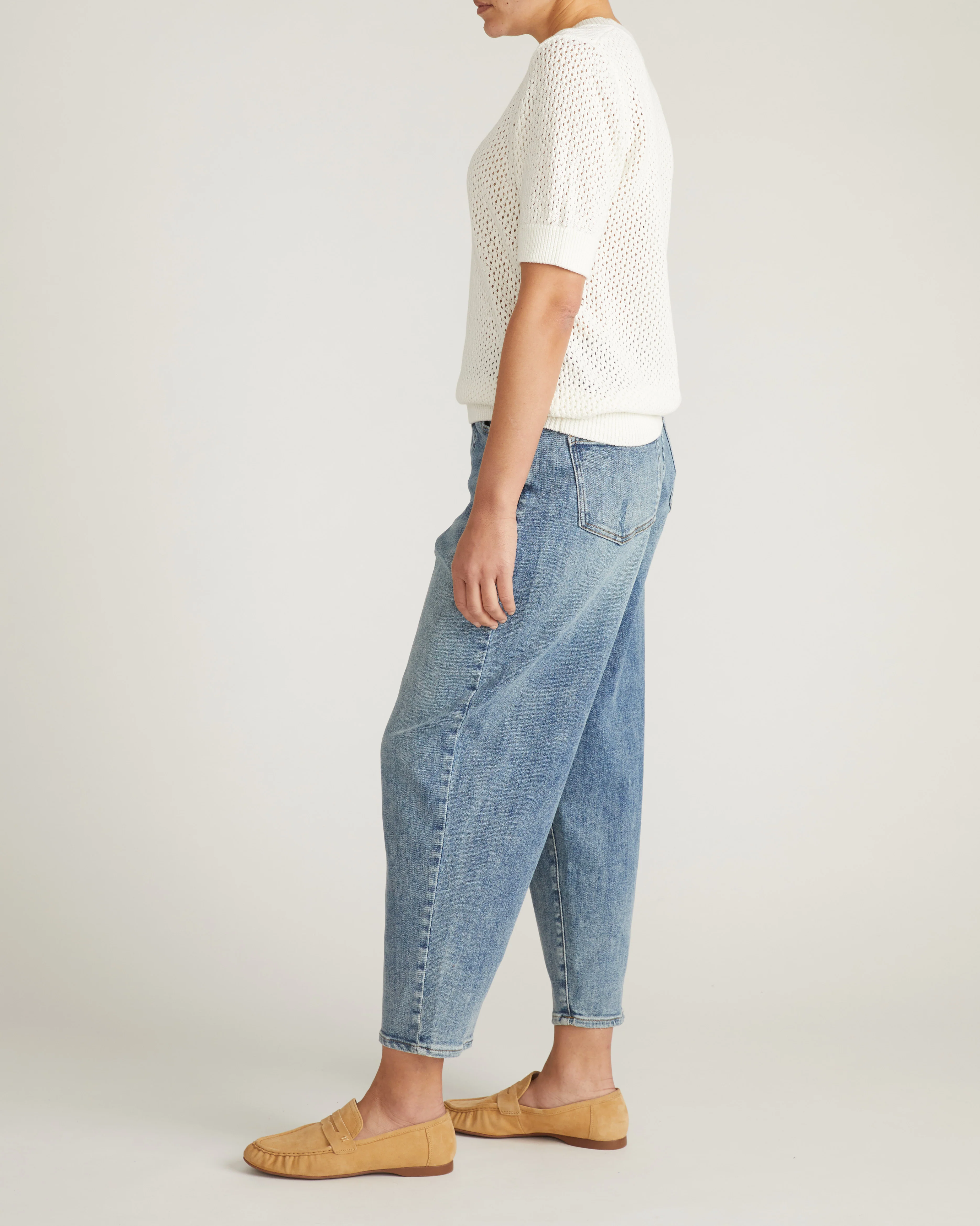 Rosie Pointelle Sweater Top - White - Image 4