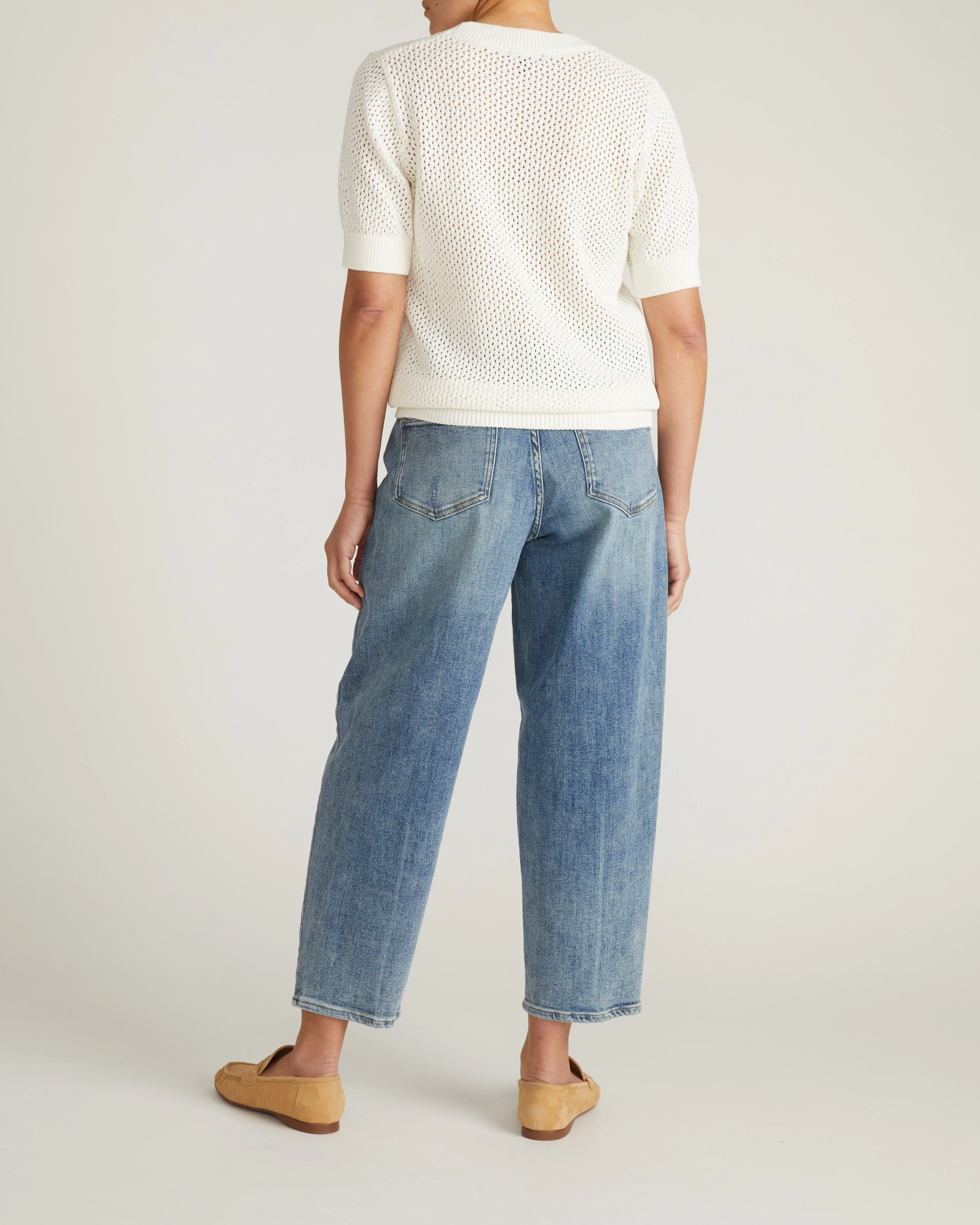Rosie Pointelle Sweater Top - White - Image 5