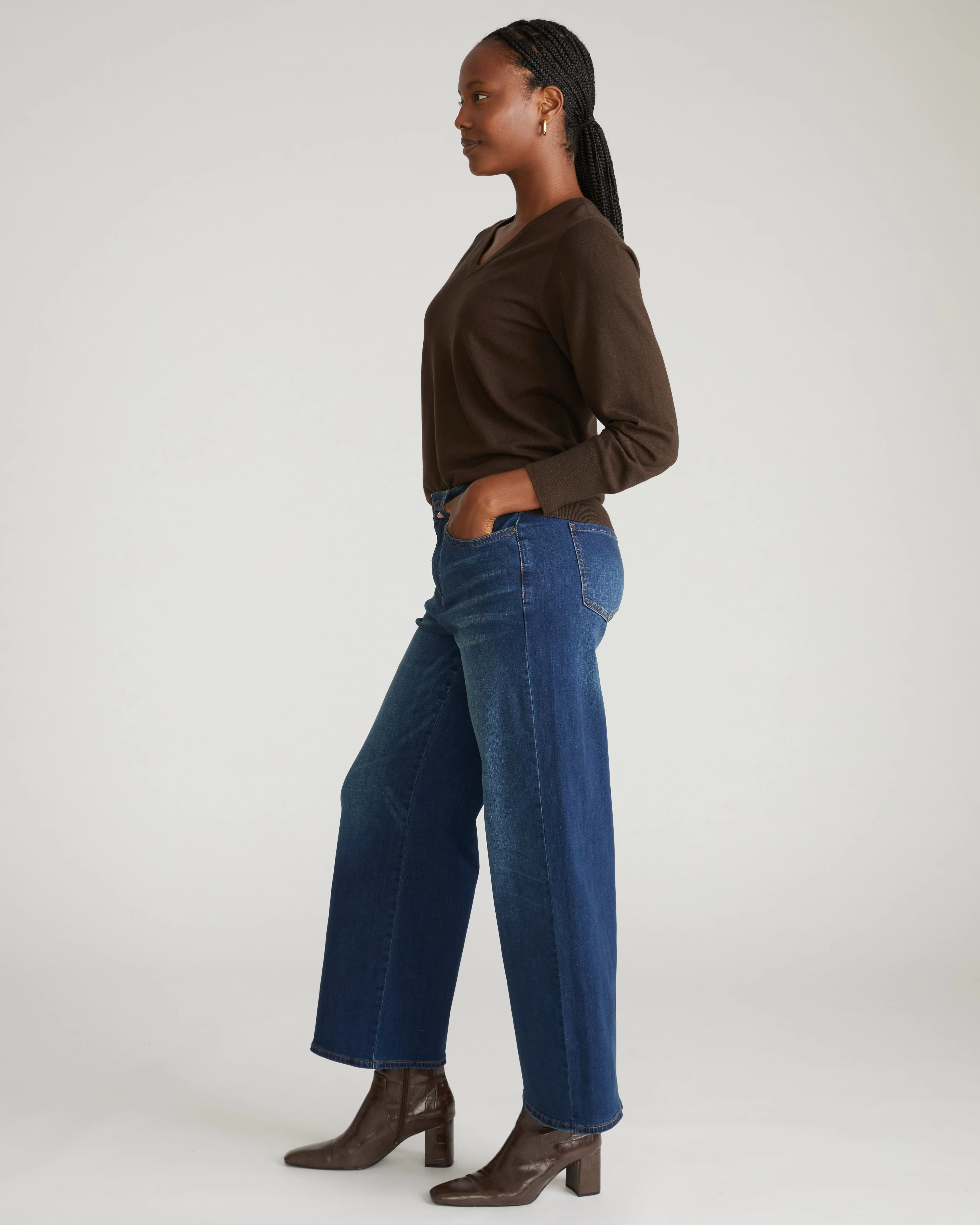 Roxy Relaxed Bootcut Jeans - Field Of Dreams Indigo - Image 3