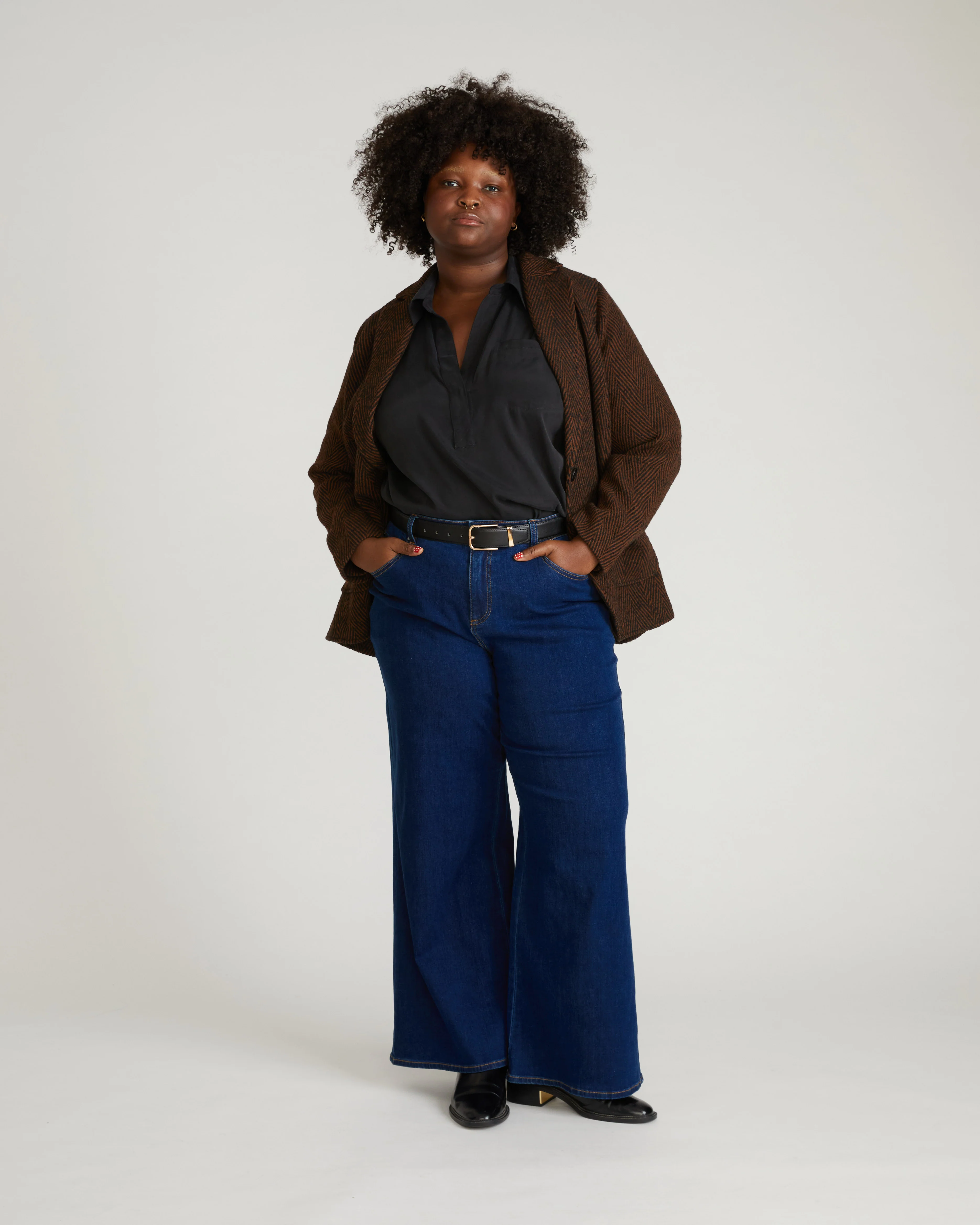 Kidjo Tailored Wool Jacket - Black/Brown Herringbone - Image 2