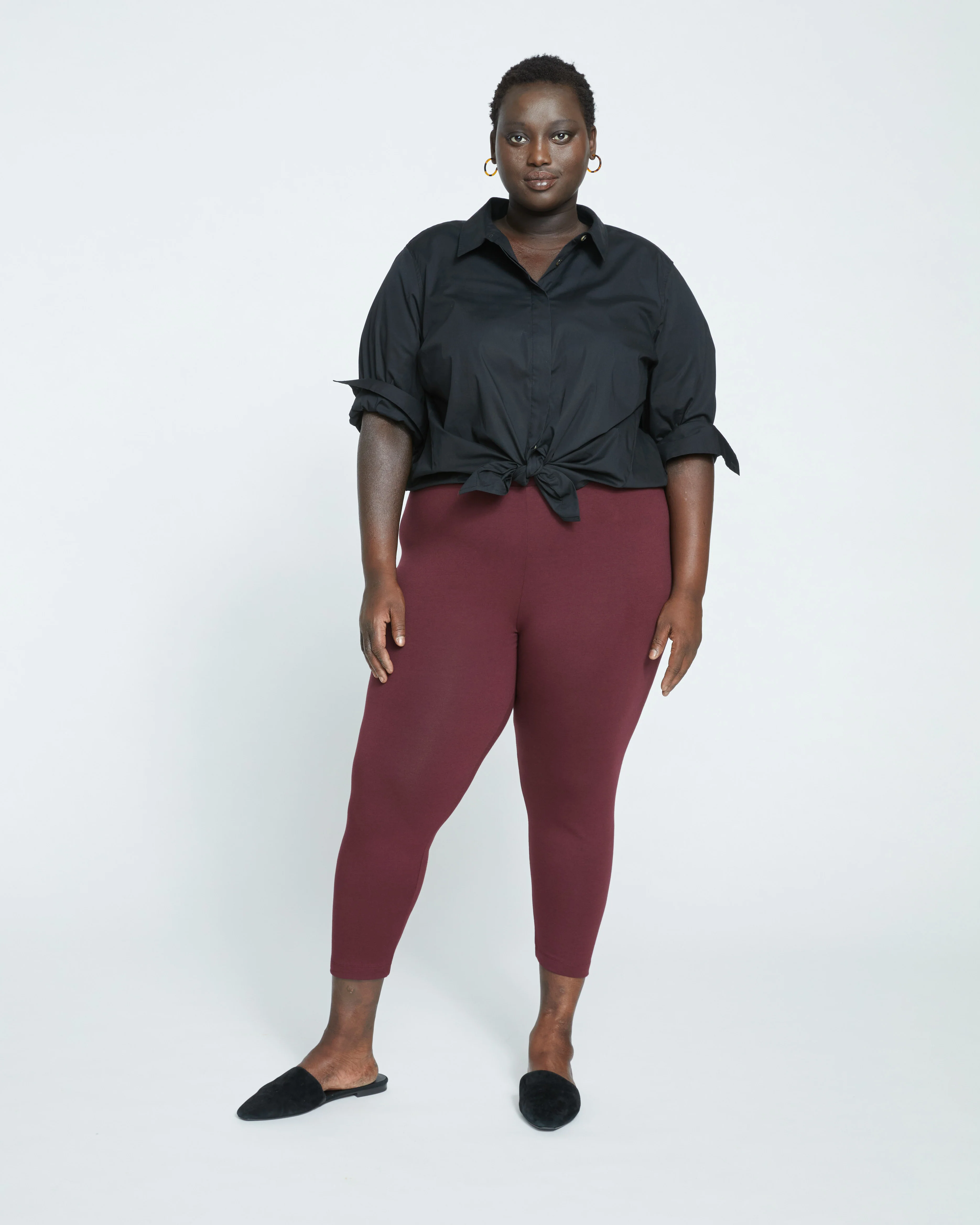 Roya Cropped Leggings 23 Inch - Black Cherry - Image 3