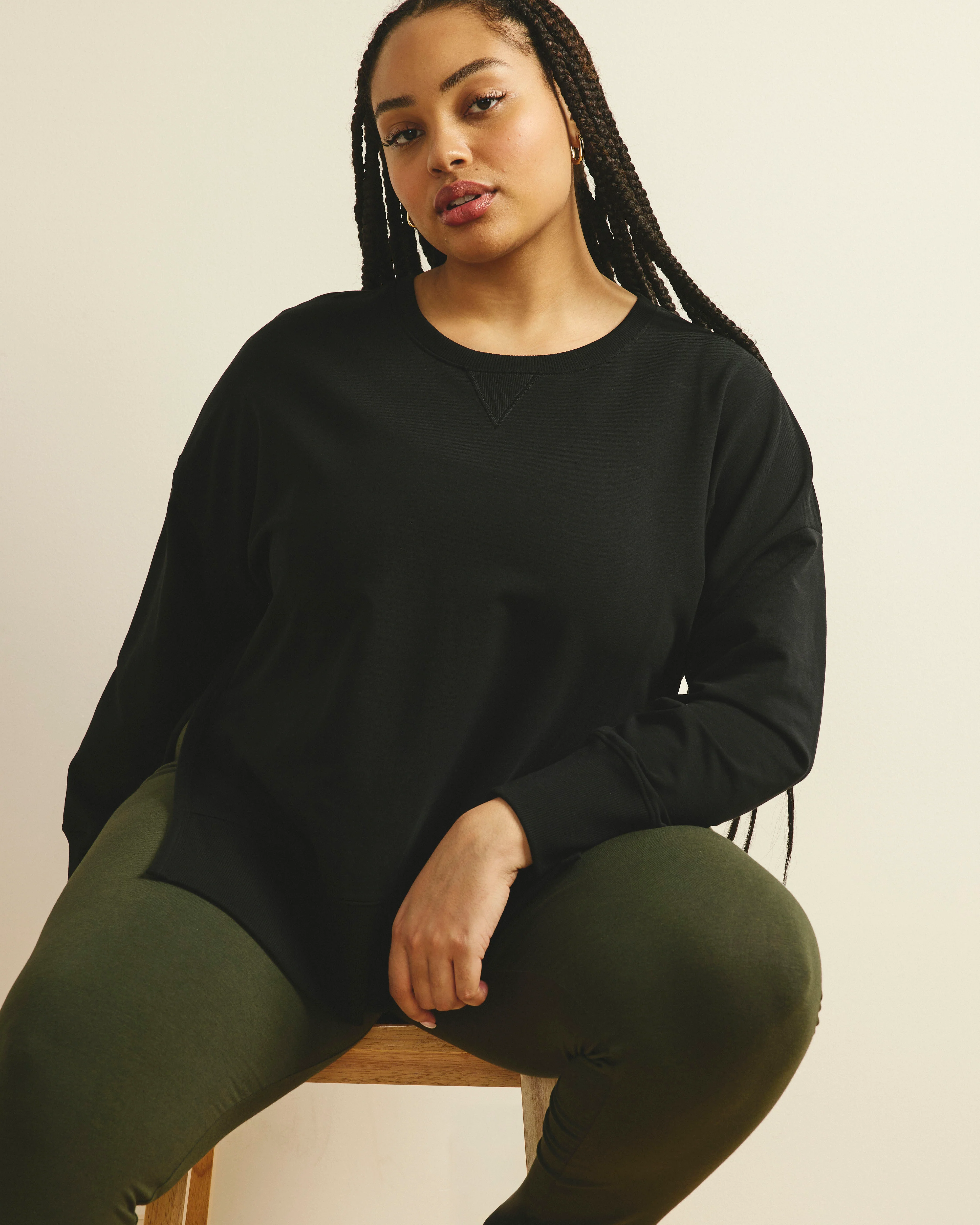 Fiona Side Slit Sweatshirt - Black - Image 2