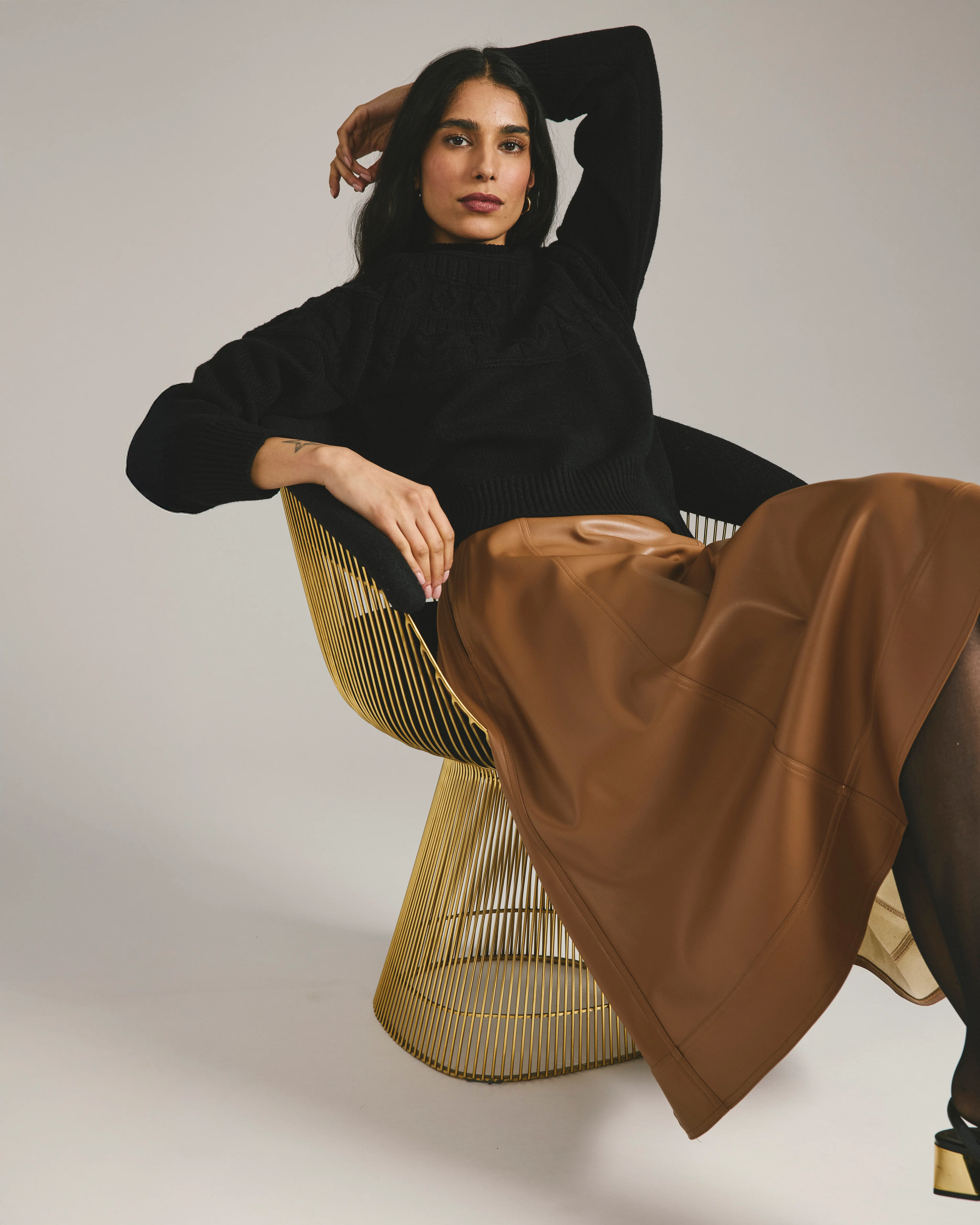 Safiya Cable Knit Sweater - Black - Image 2
