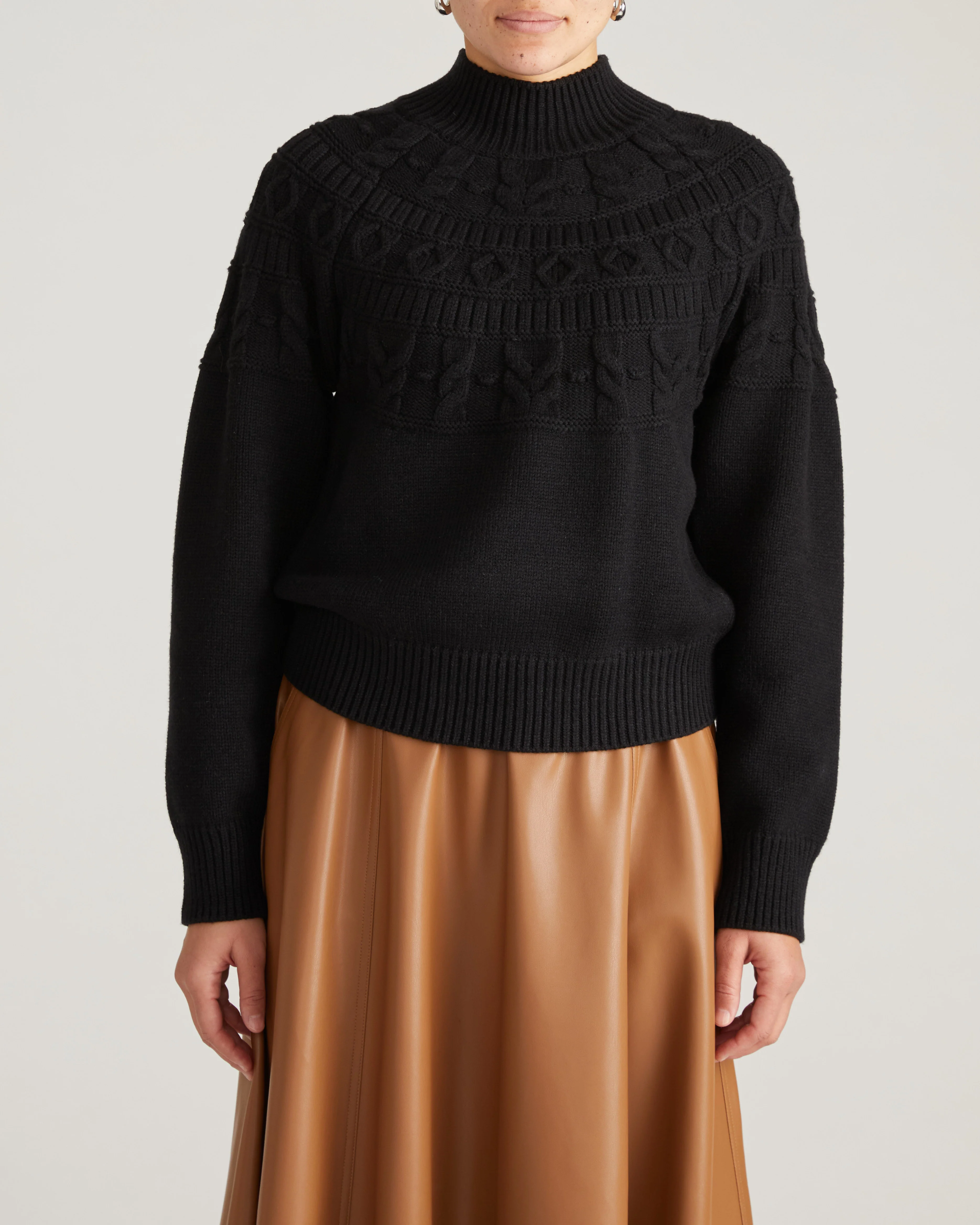 Safiya Cable Knit Sweater - Black - Image 4