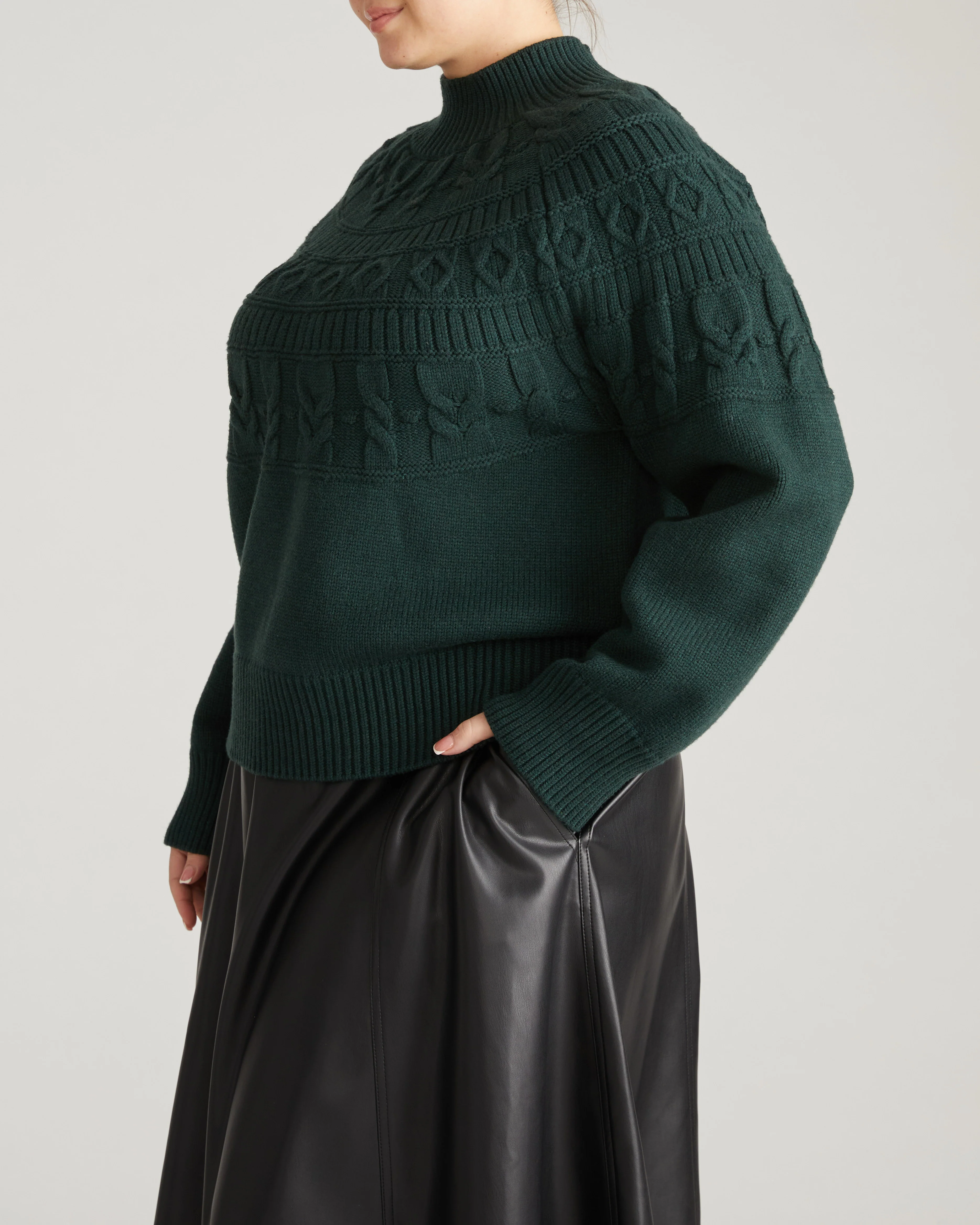 Safiya Cable Knit Sweater - Forest Green - Image 6