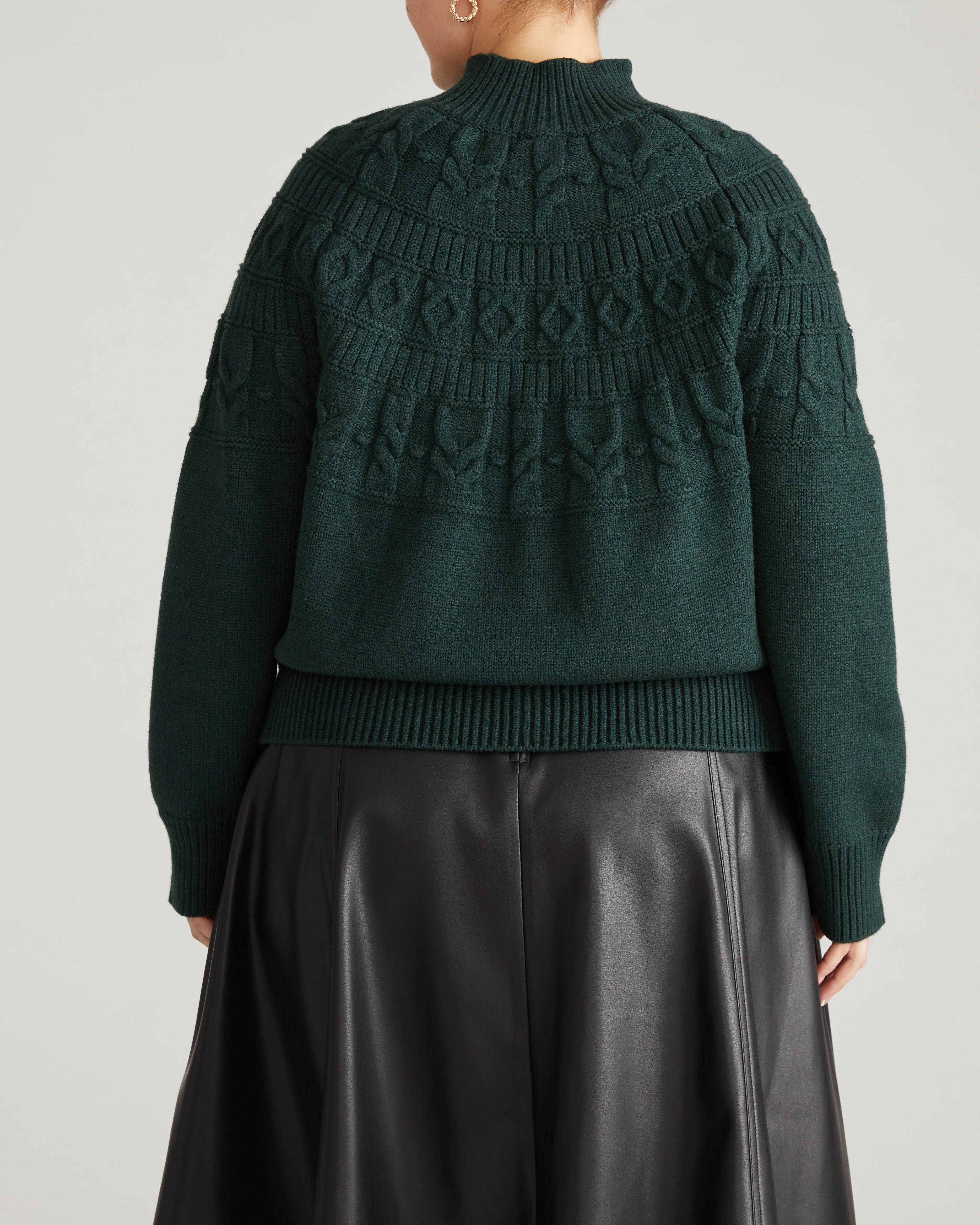 Safiya Cable Knit Sweater - Forest Green - Image 7