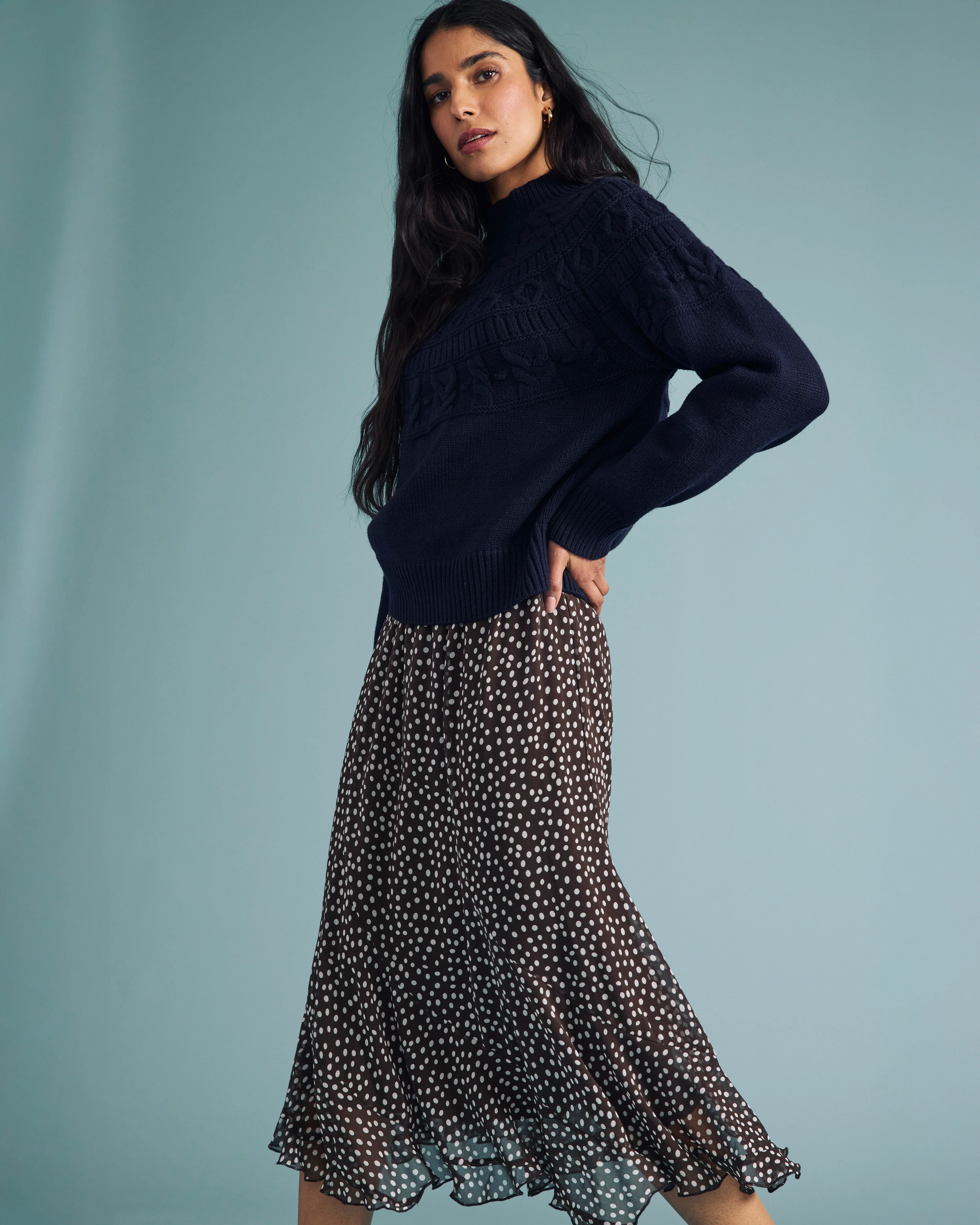 Safiya Cable Knit Sweater - Midnight - Image 2