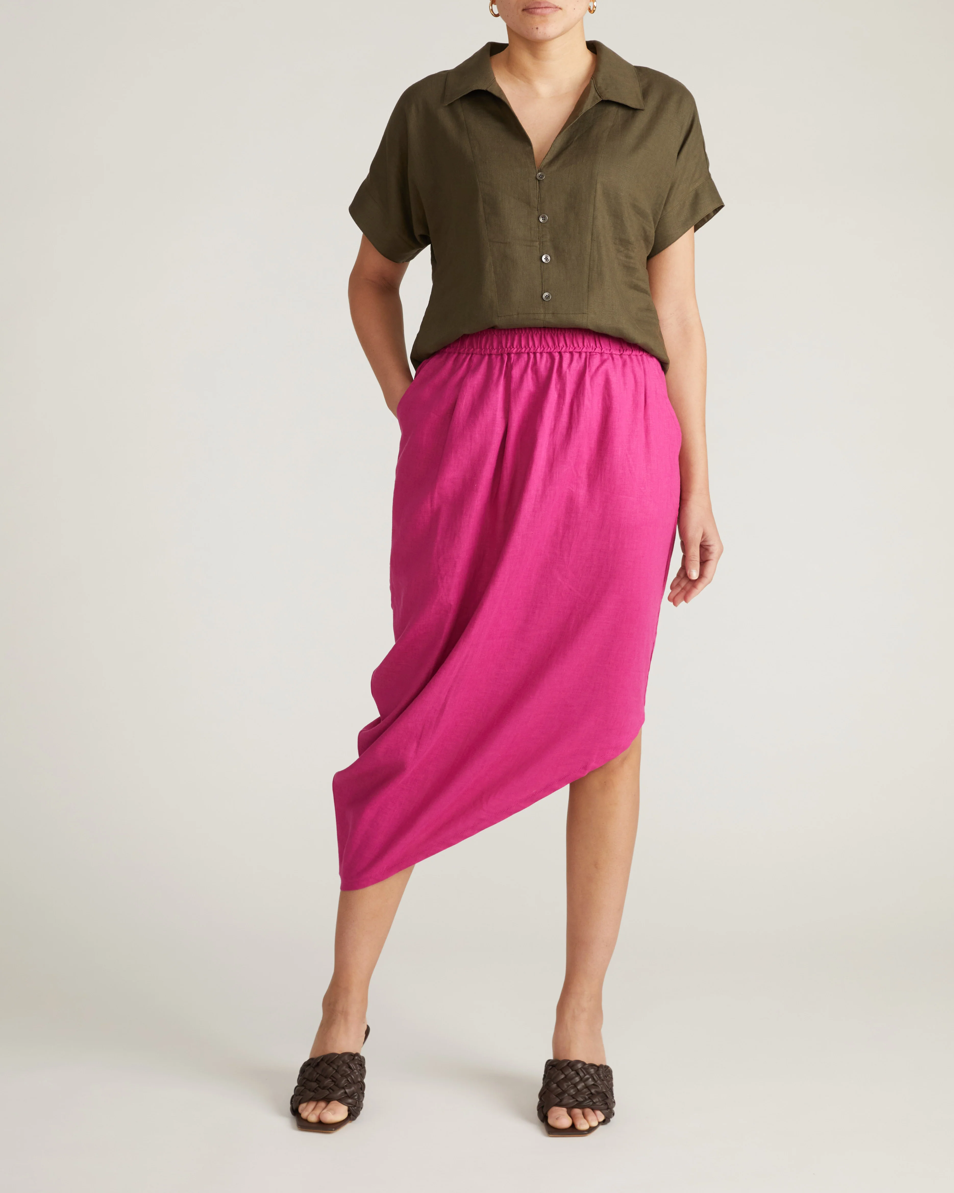 Sandy Short Sleeve Stretch Linen Shirt - Camo - Image 4
