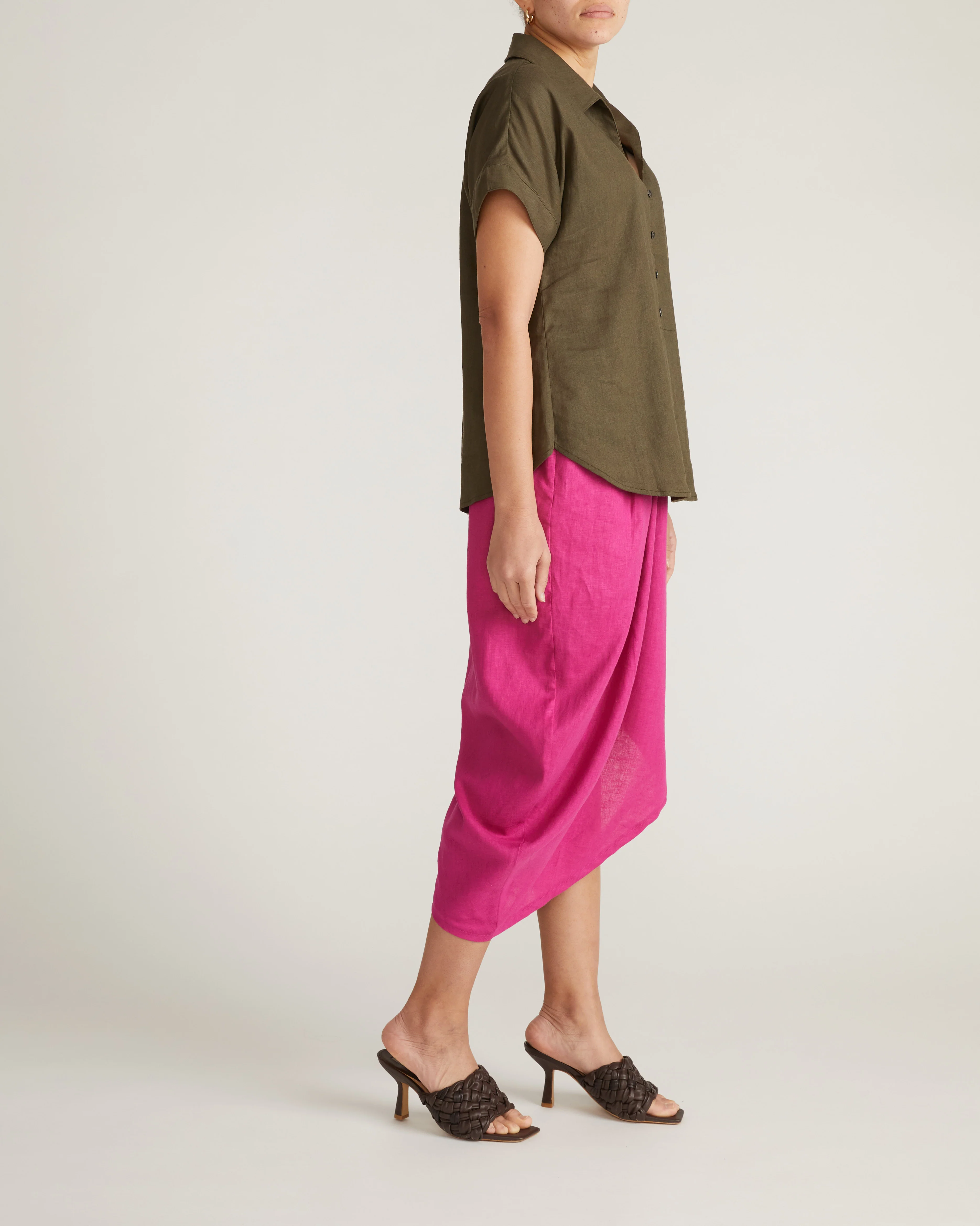 Sandy Short Sleeve Stretch Linen Shirt - Camo - Image 5