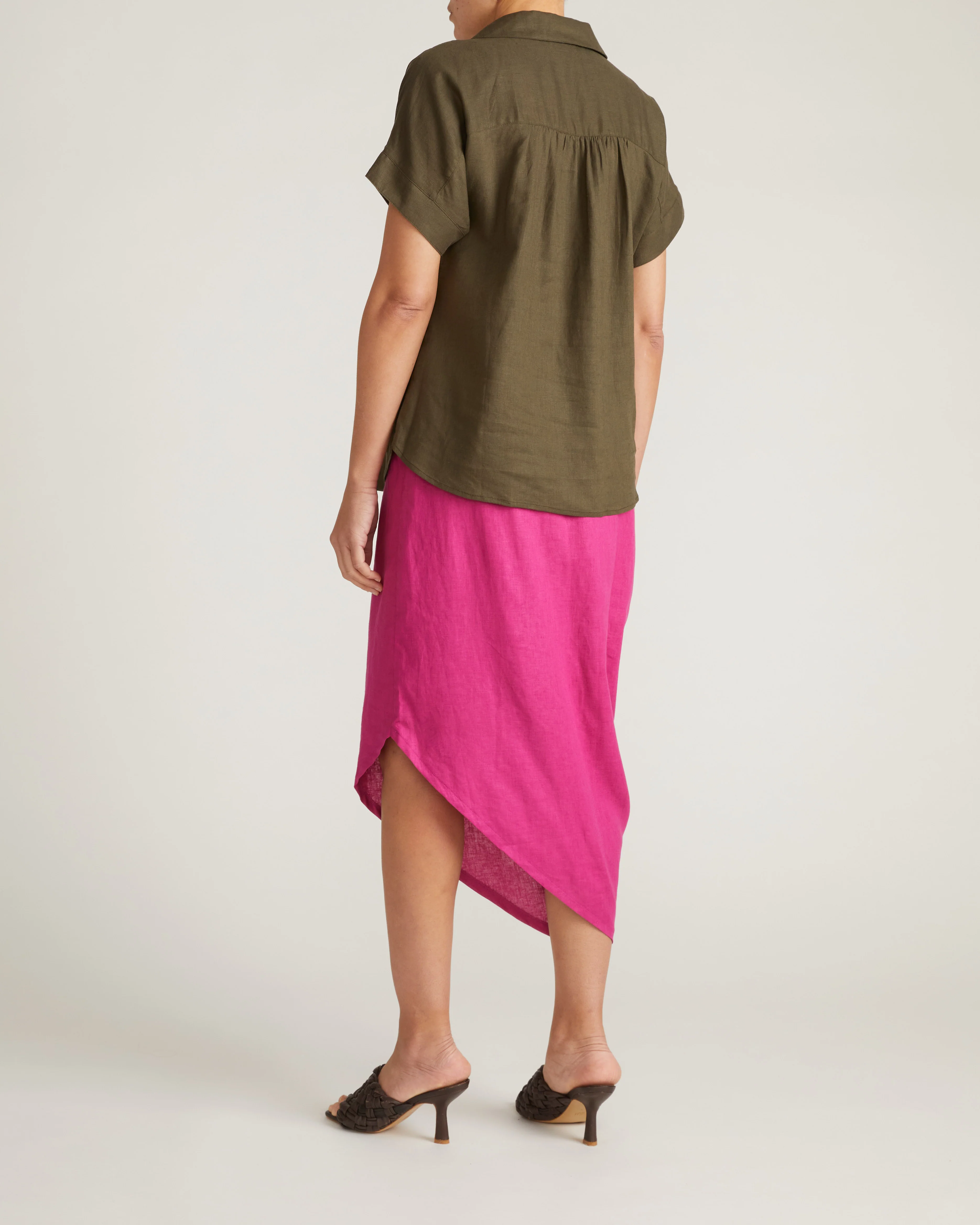 Sandy Short Sleeve Stretch Linen Shirt - Camo - Image 6