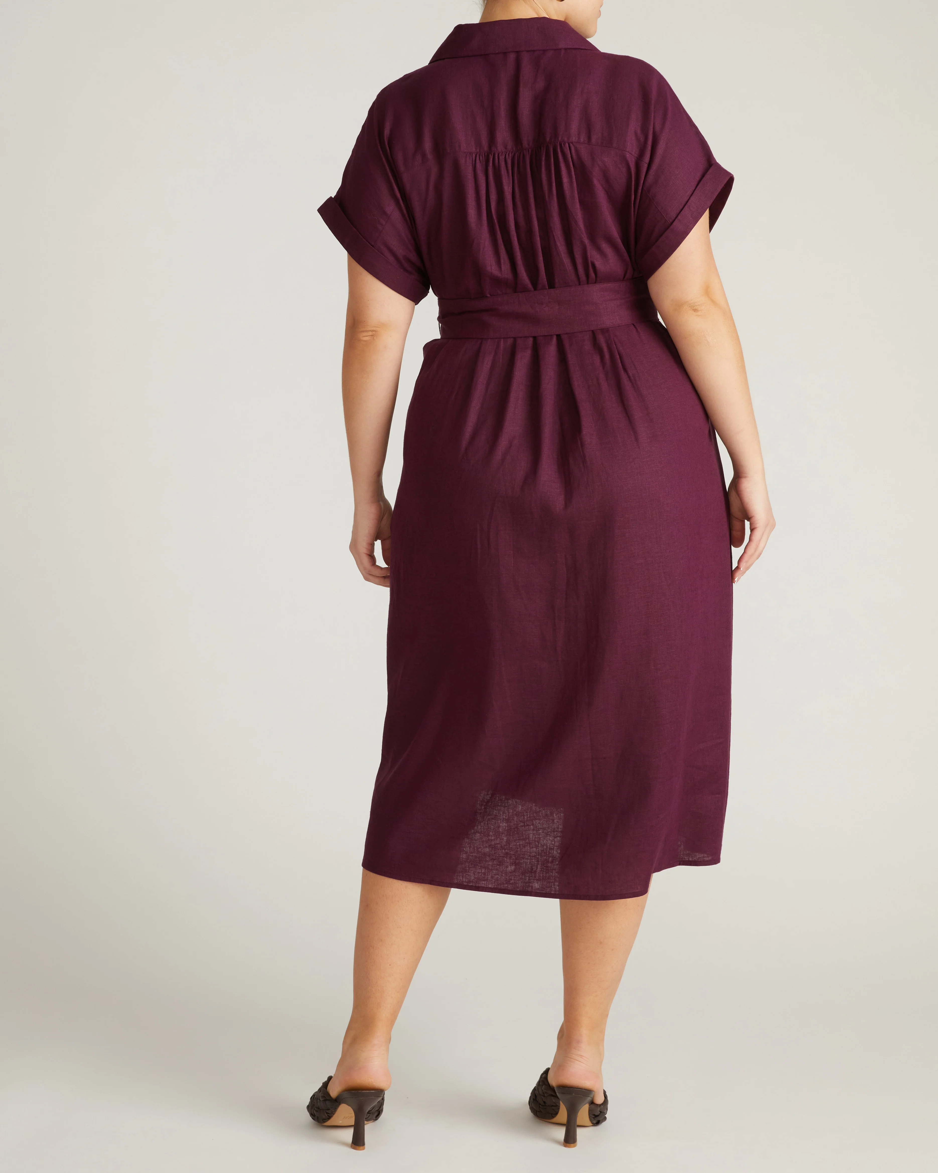 Sandy Stretch Linen Shirtdress - Acai - Image 5