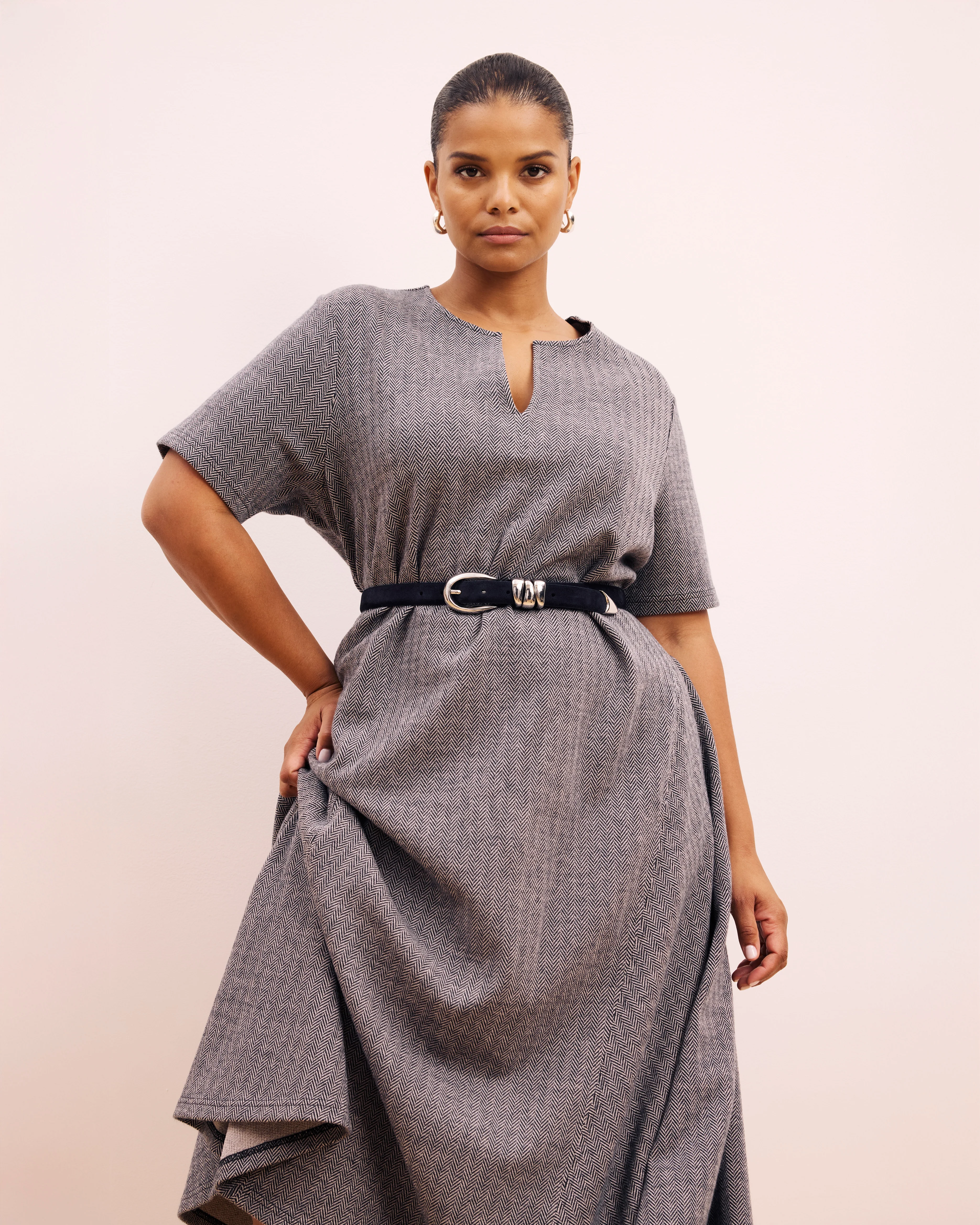 Saskia Ponte Dress - Herringbone Tweed - Image 3