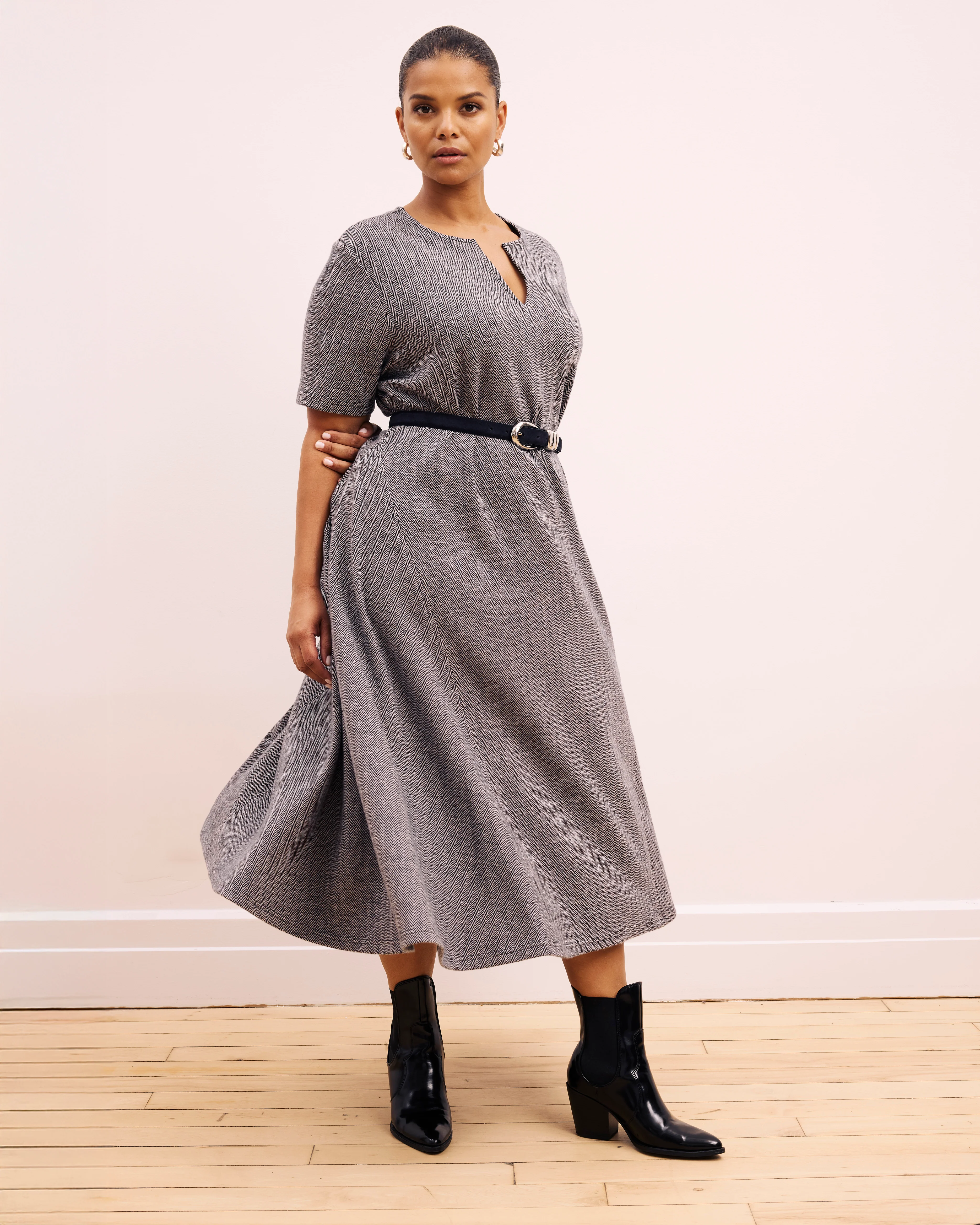 Saskia Ponte Dress - Herringbone Tweed - Image 5