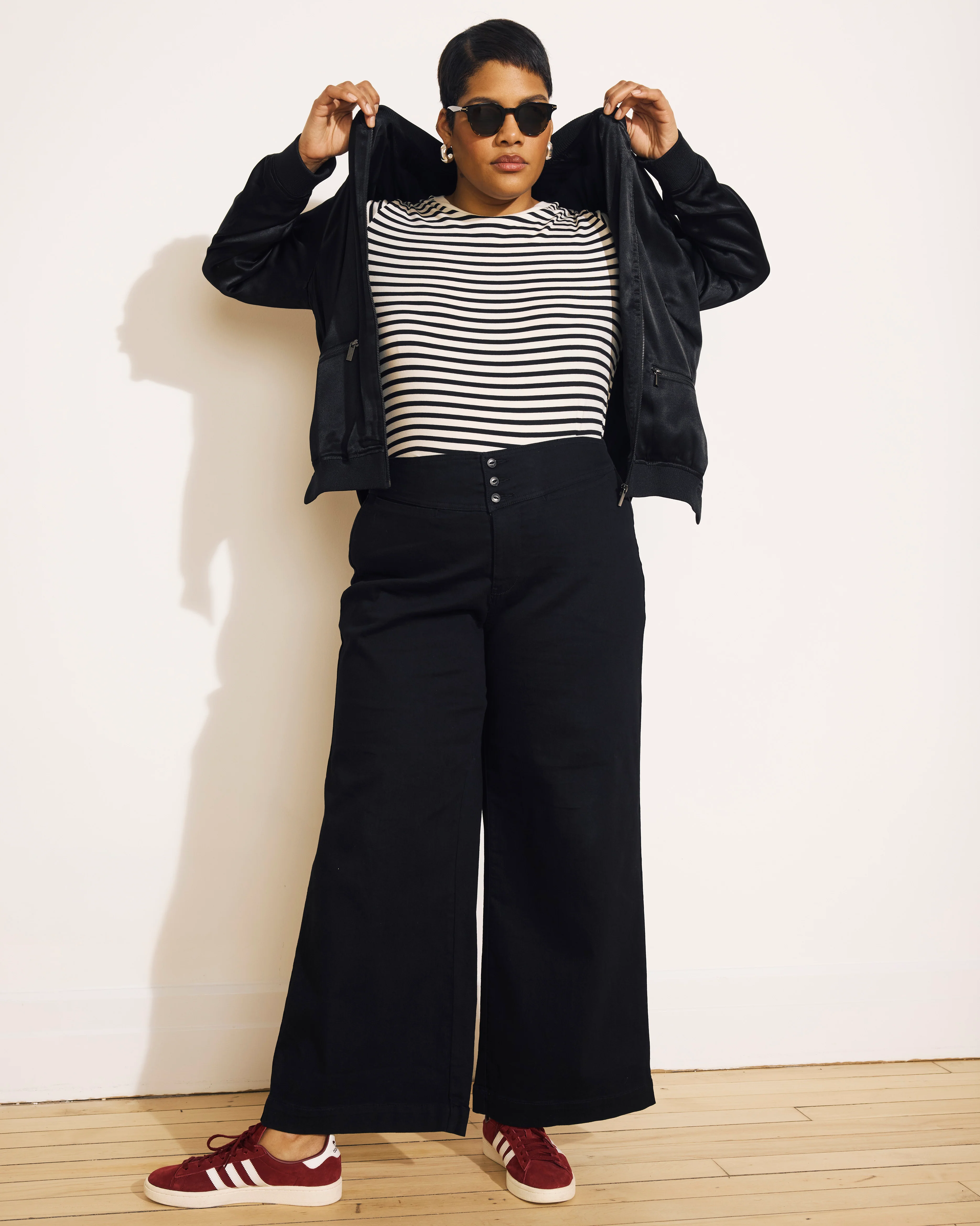 Satin Bomber Jacket - Black - Image 3