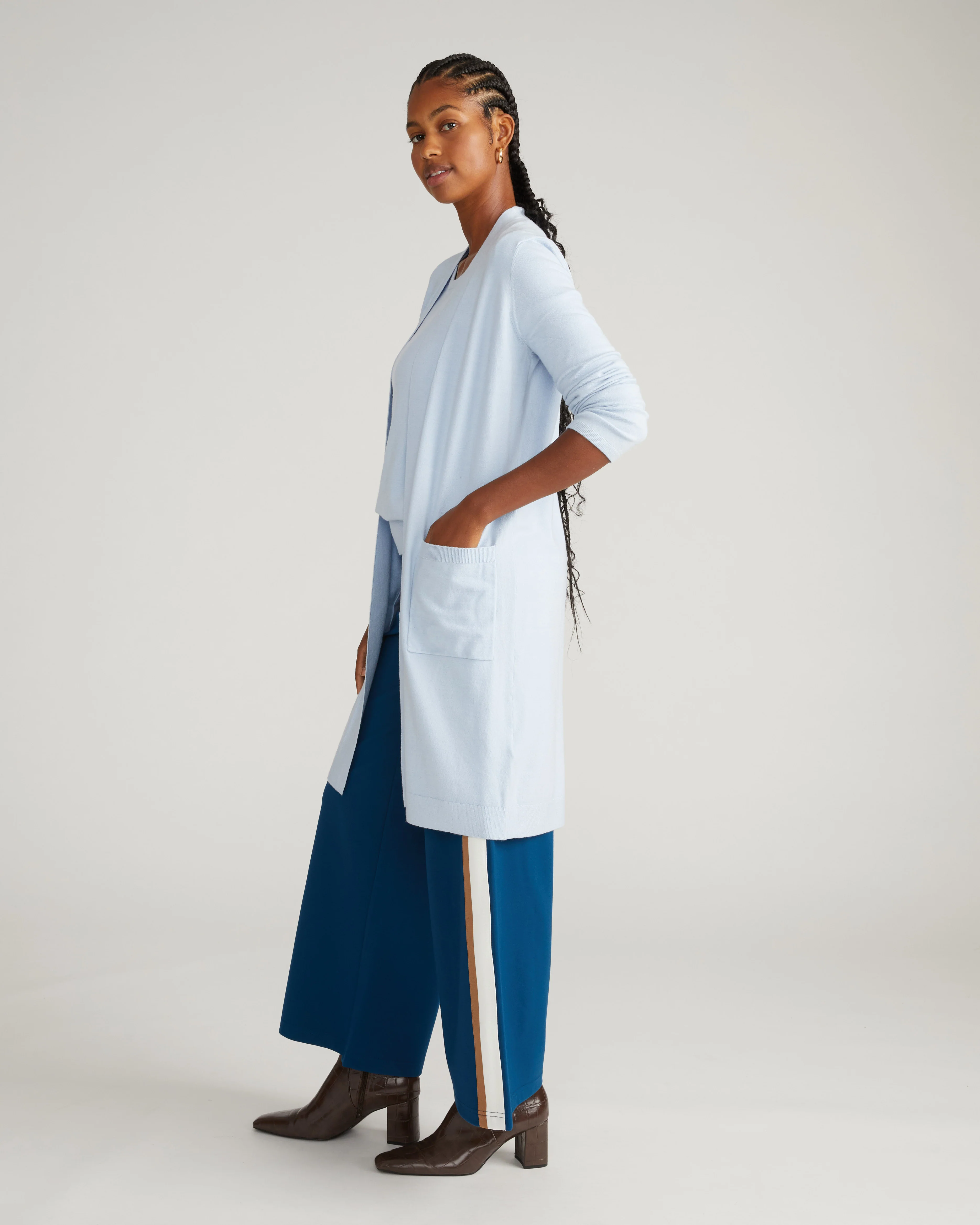 Savvy Double Knit Duster - Silver Blue - Image 2