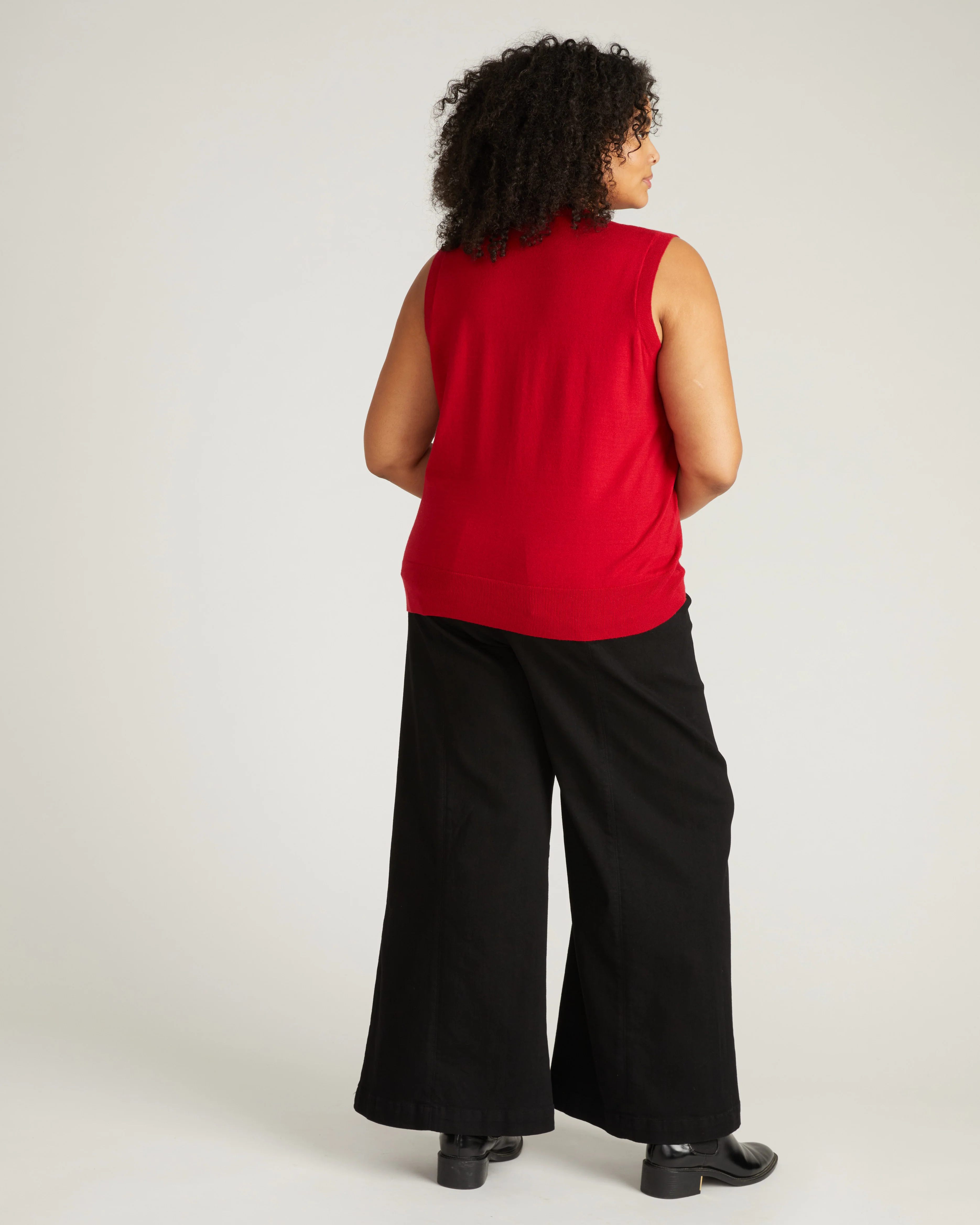 Savvy Fine Knit Cardigan Vest - Carmine - Image 3