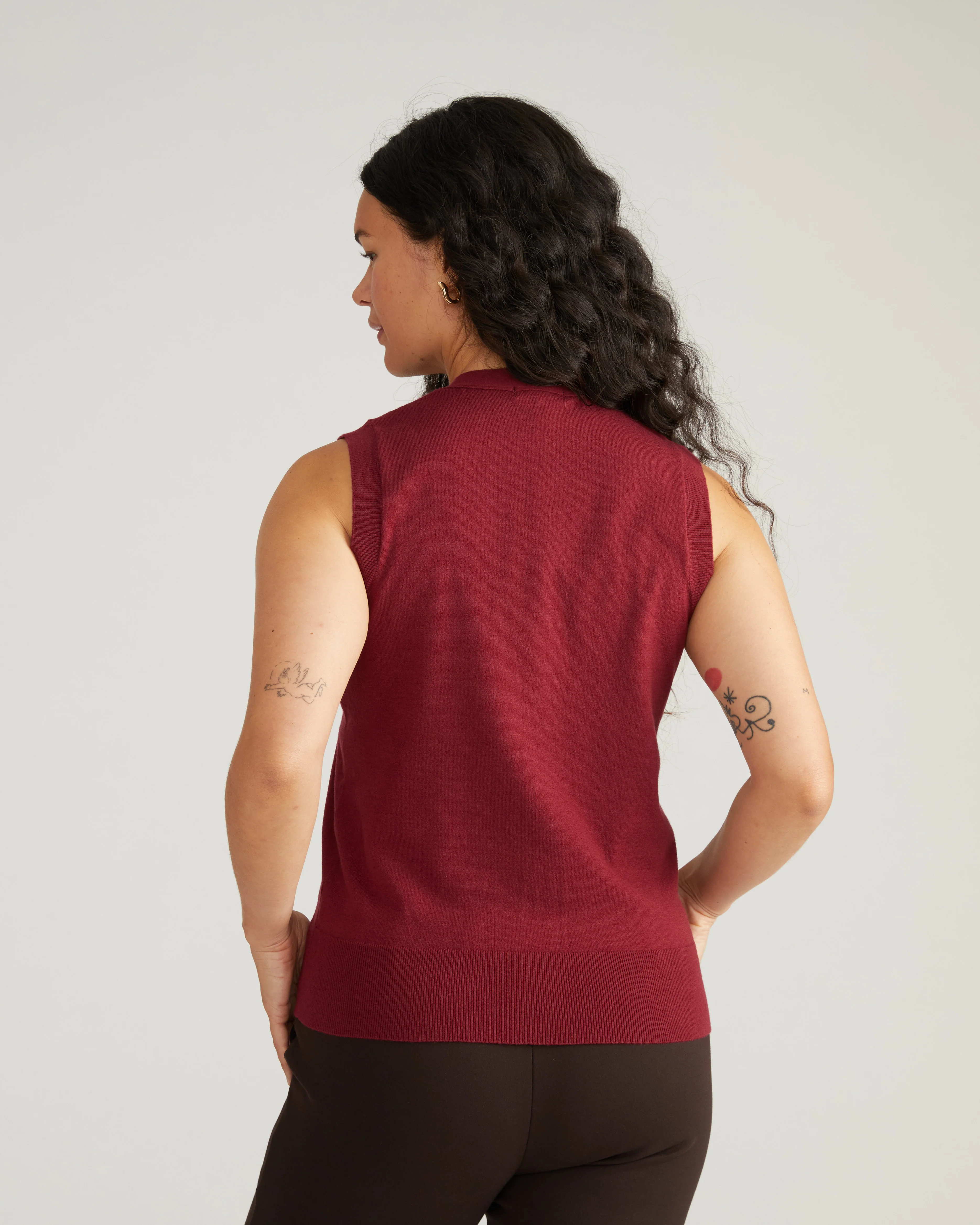 Savvy Fine Knit Cardigan Vest - Red Geranium - Image 5