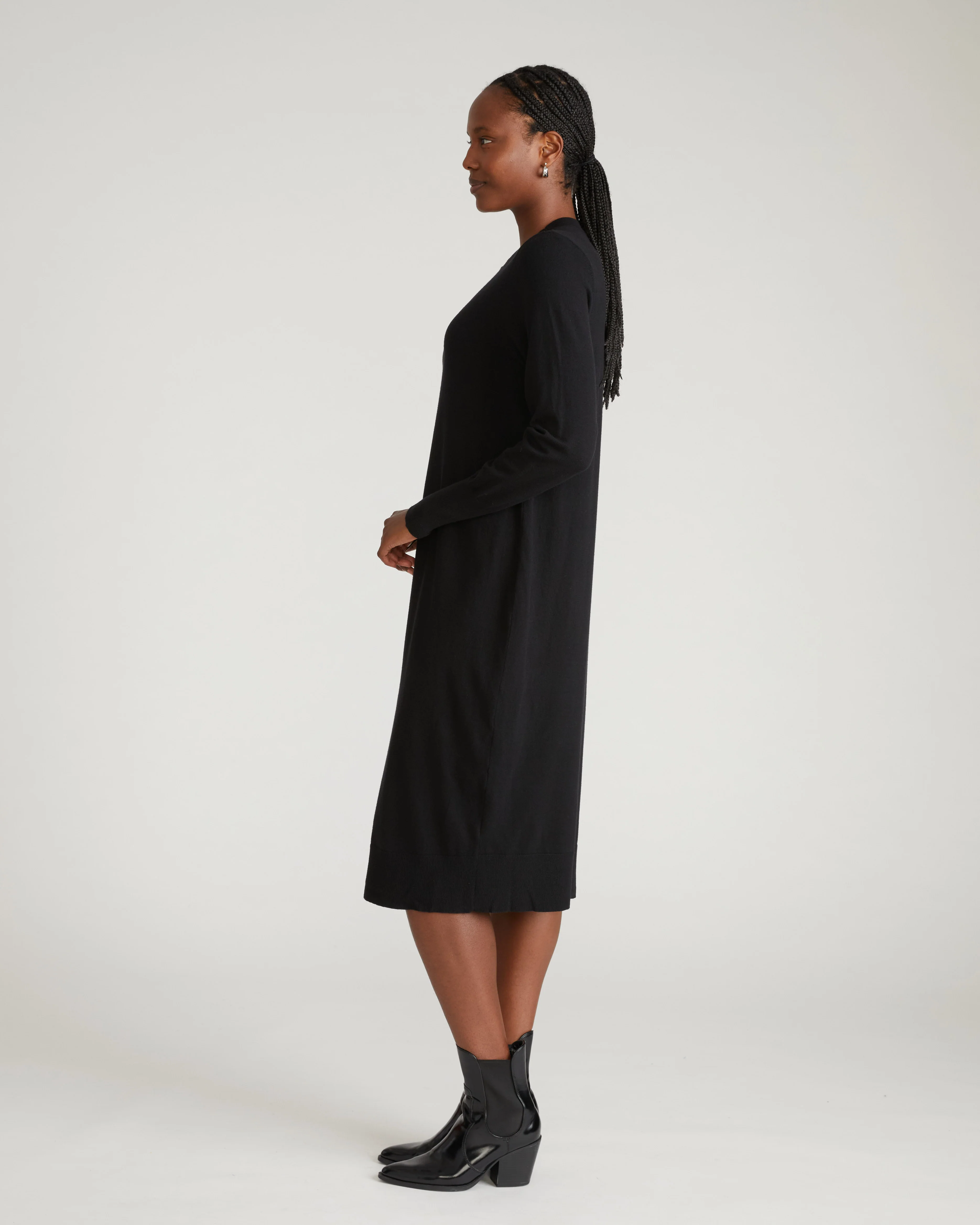 Savvy Fine Knit Everyday Sweater Dress - Black - Image 3