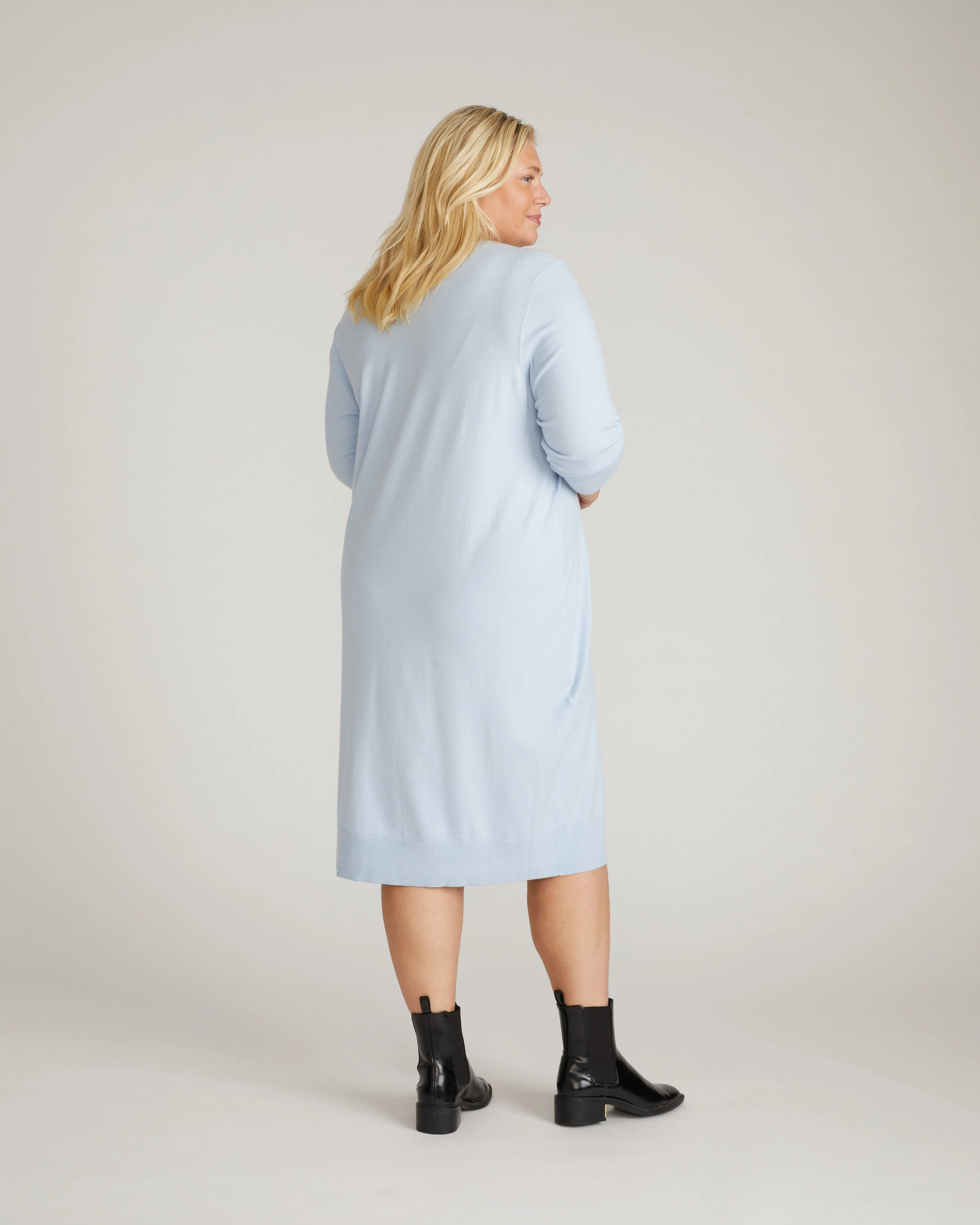 Savvy Fine Knit Everyday Sweater Dress - Silver Blue - Image 4