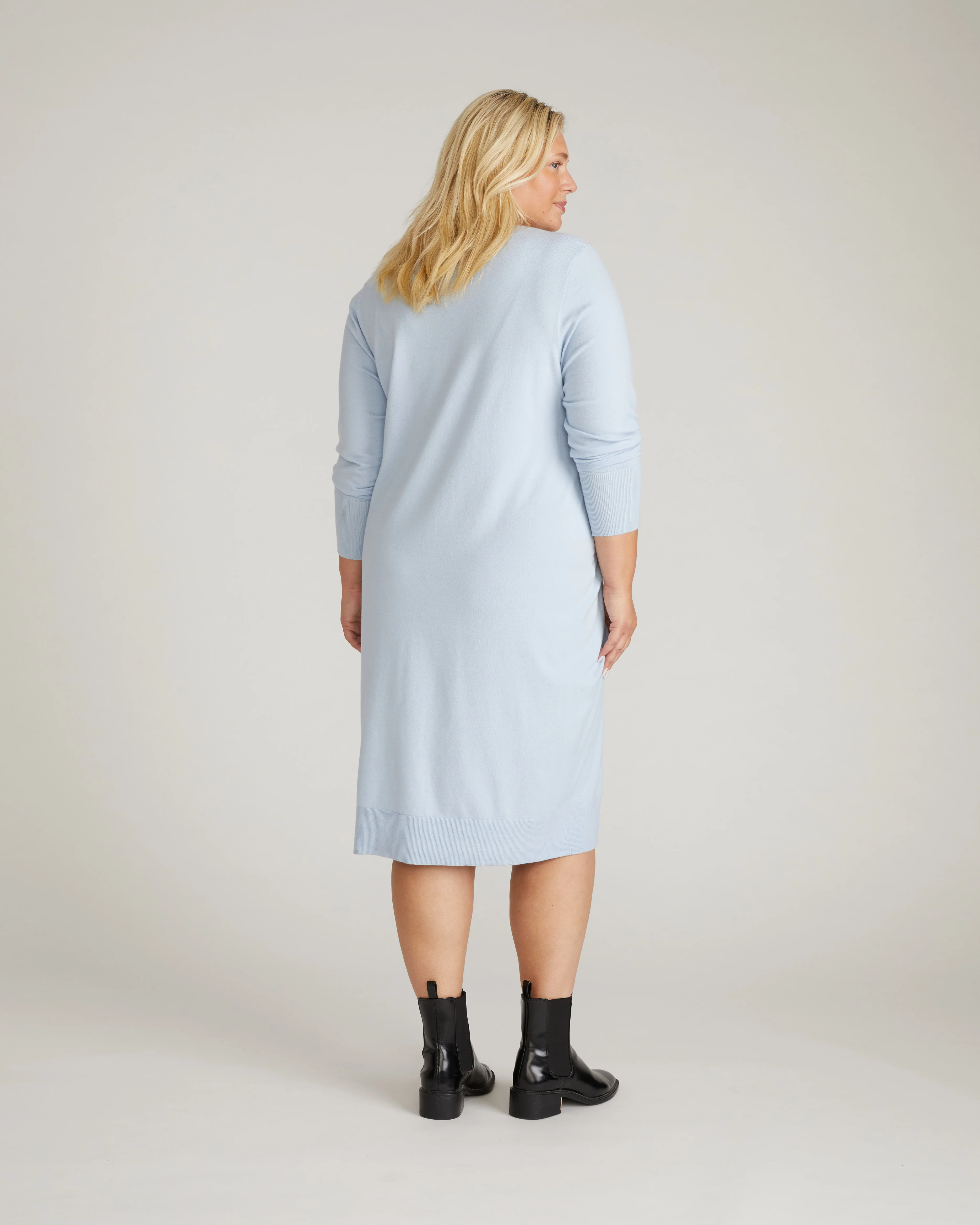 Savvy Fine Knit Everyday Sweater Dress - Silver Blue - Image 5
