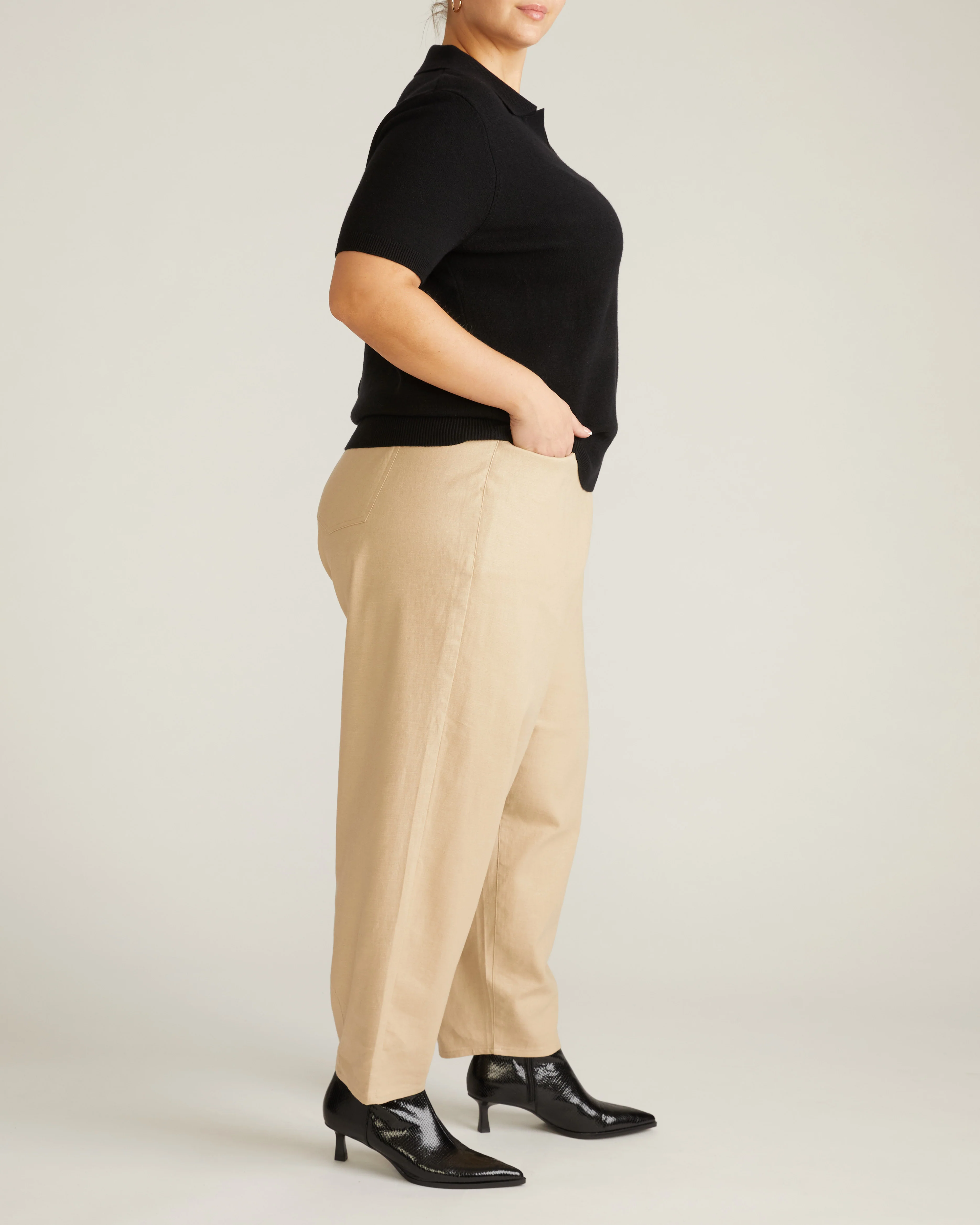 Savvy Fine Knit Short Sleeve Polo Sweater - Black - Image 3