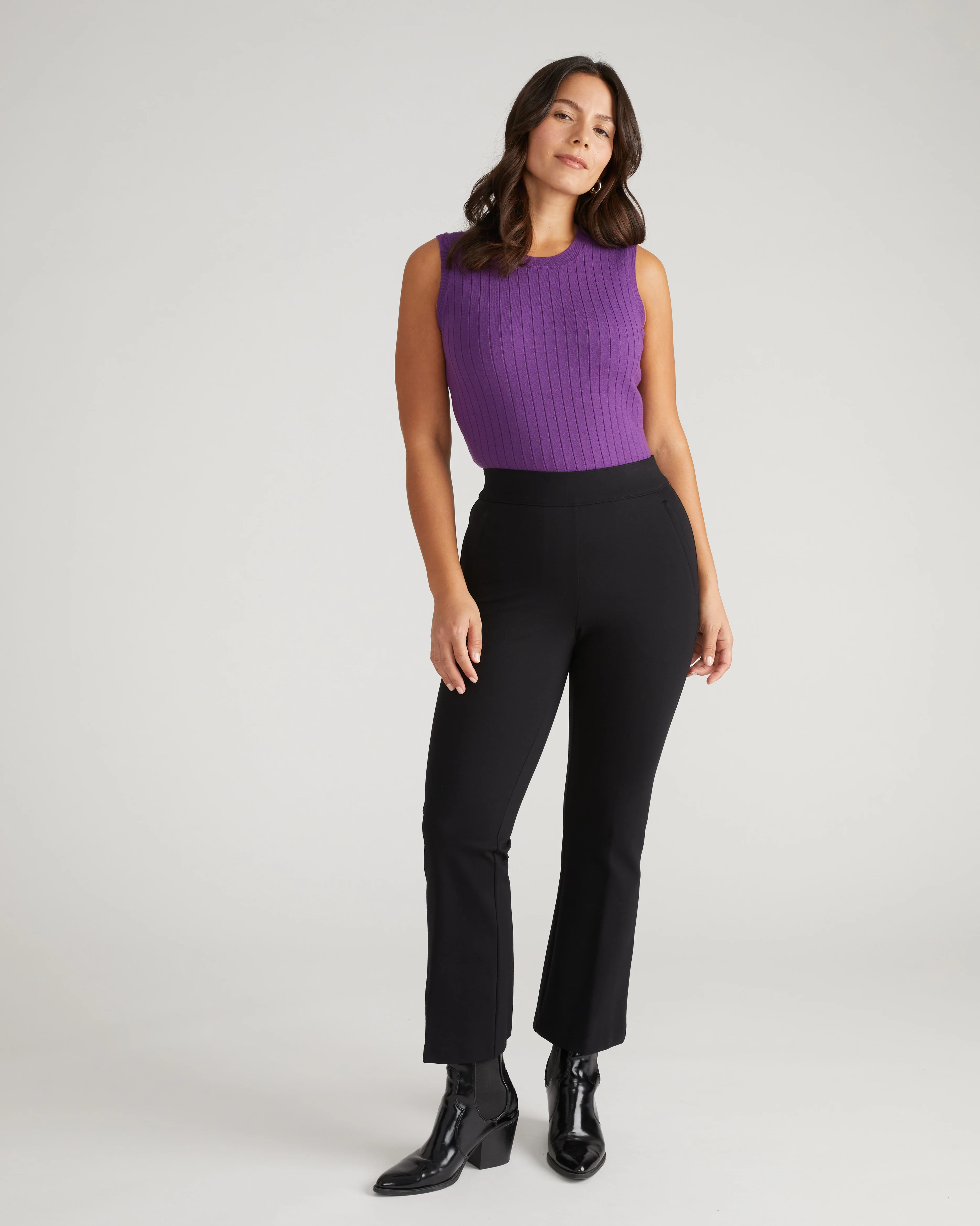 Savvy Fine Knit Sweater Shell - Grape - Image 5