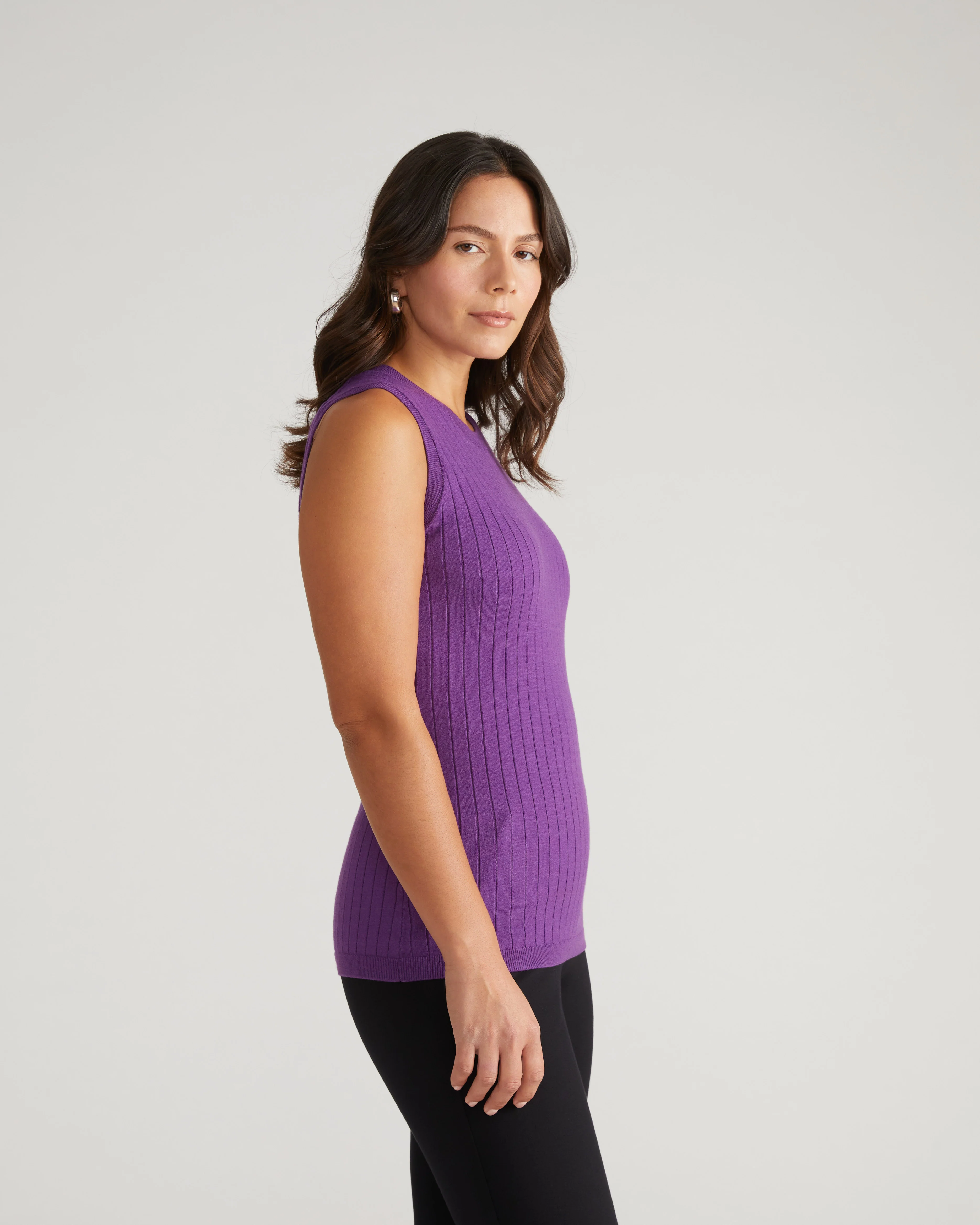 Savvy Fine Knit Sweater Shell - Grape - Image 6