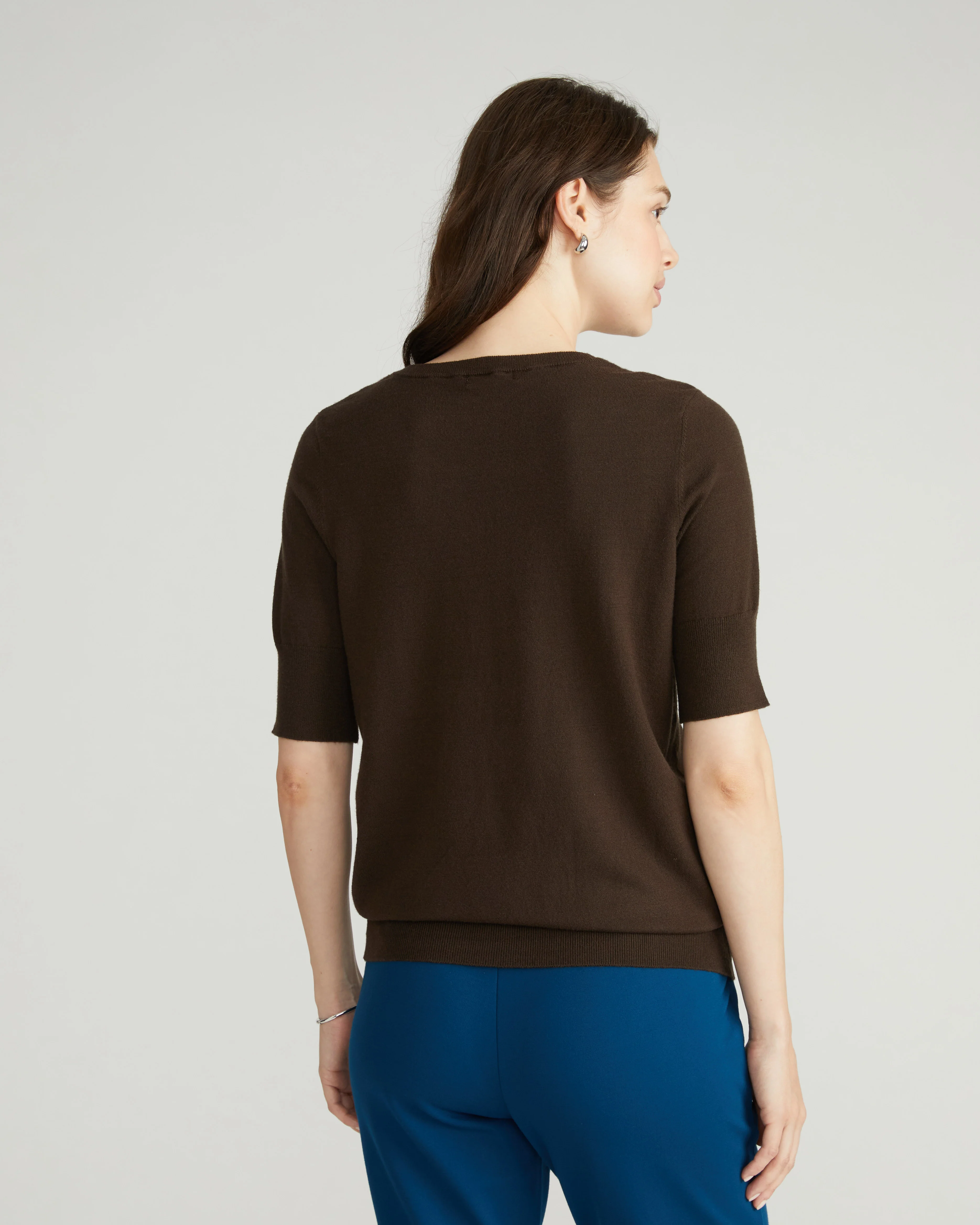 Savvy Fine Knit Sweater Top - Espresso - Image 7